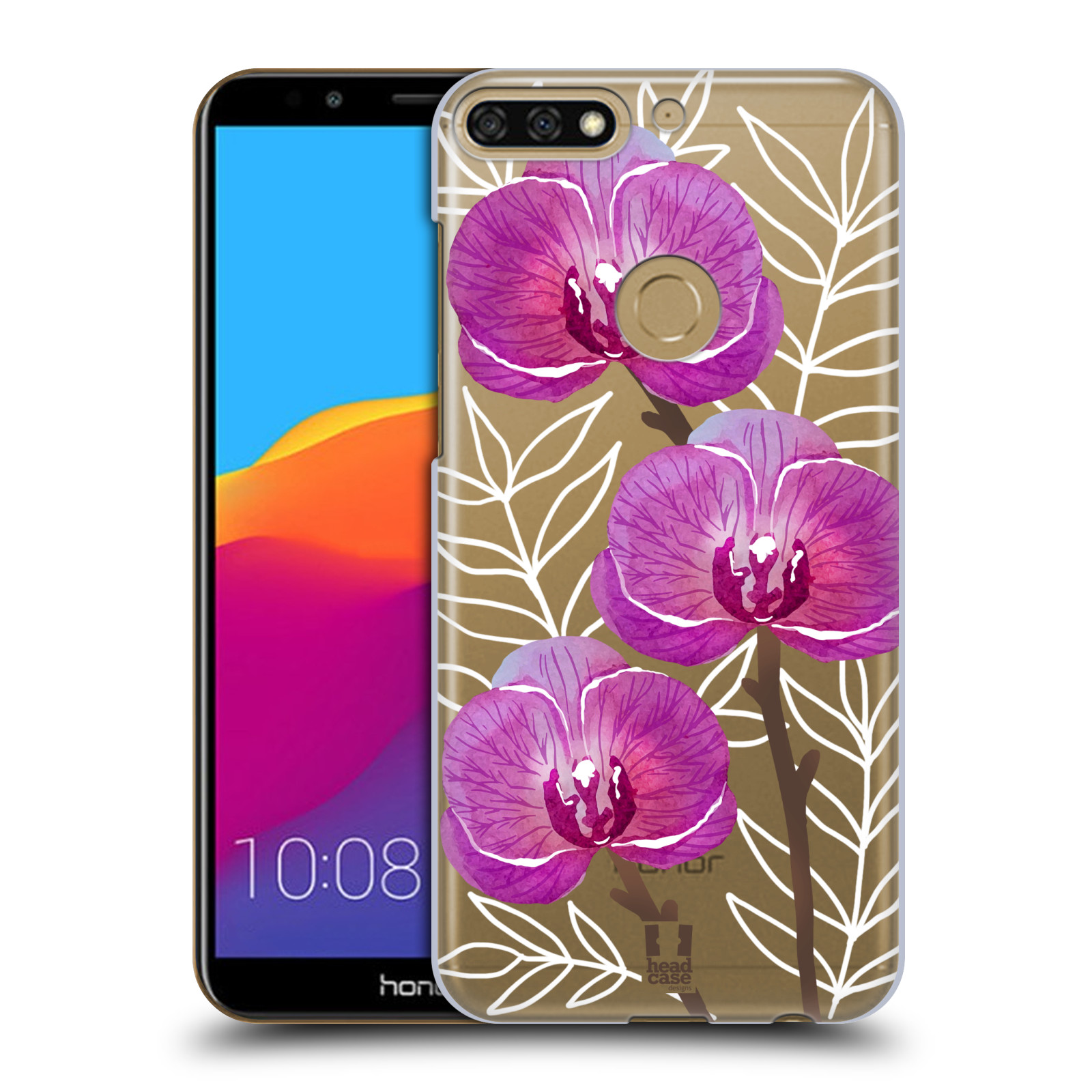 HEAD CASE plastový obal na mobil Honor 7c Orchideje fialová