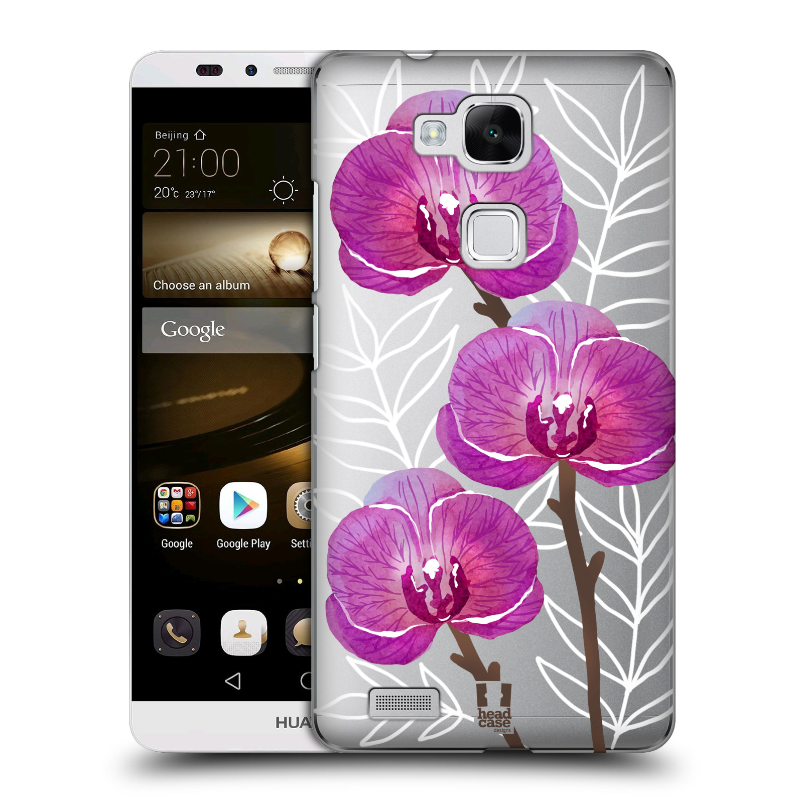 HEAD CASE plastový obal na mobil Huawei Mate 7 Orchideje fialová