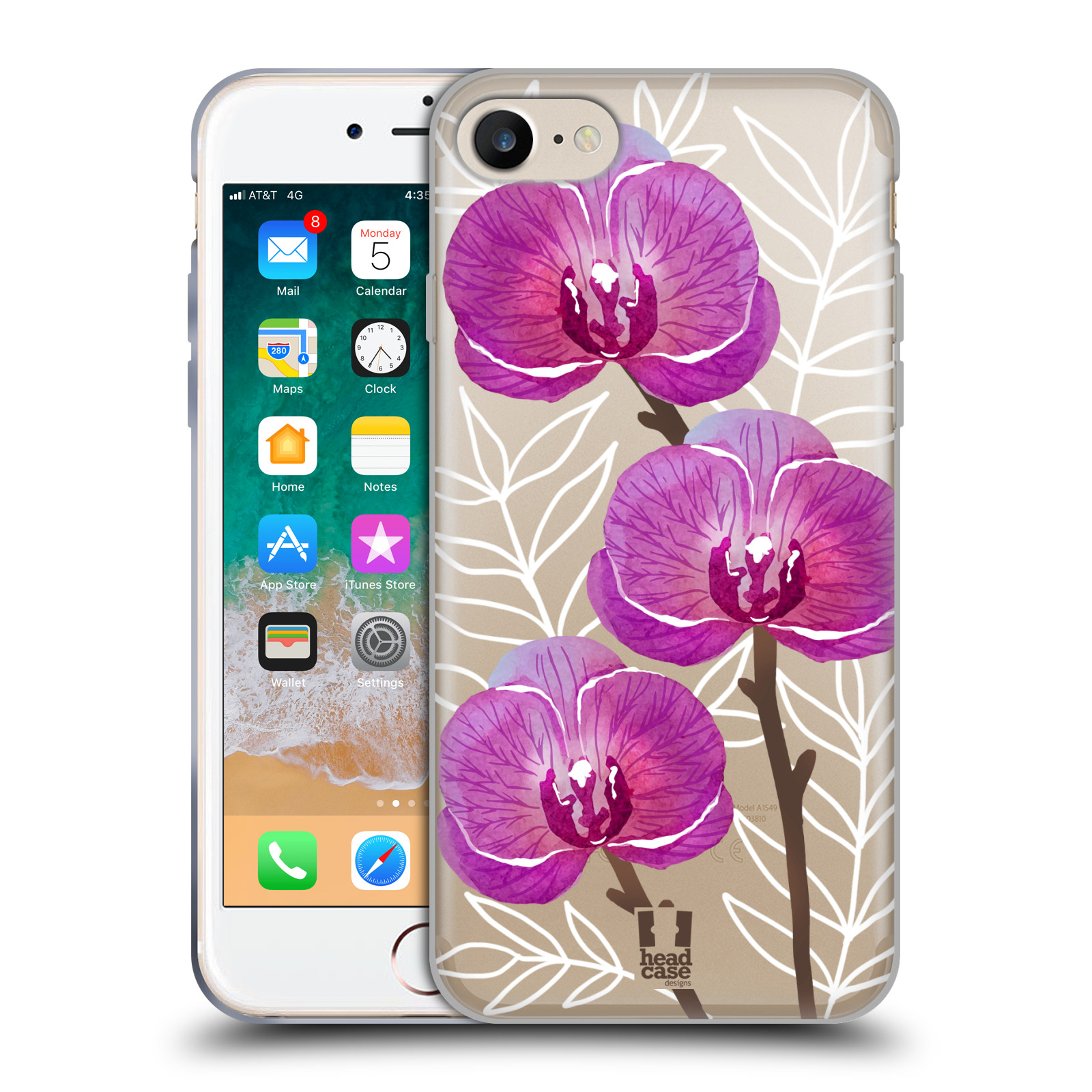 HEAD CASE silikonový obal na mobil Apple Iphone 7 Orchideje fialová
