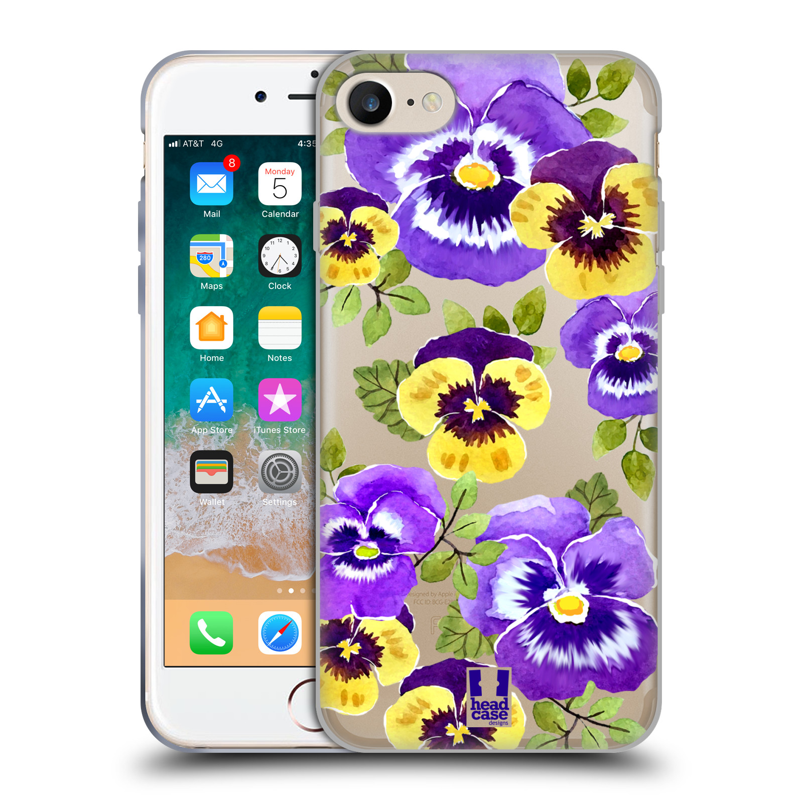 HEAD CASE silikonový obal na mobil Apple Iphone 7 Maceška fialová barva