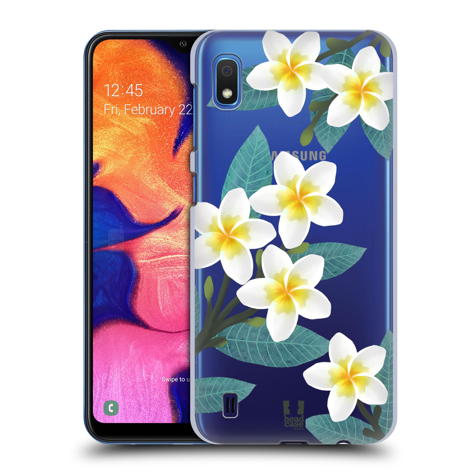 Pouzdro na mobil Samsung Galaxy A10 - HEAD CASE - květinové vzory Plumérie