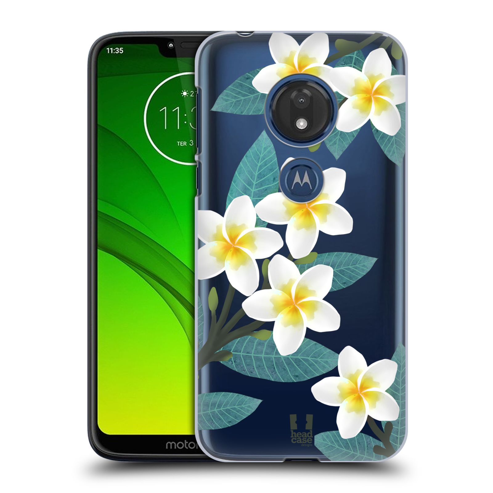Pouzdro na mobil Motorola Moto G7 Play květinové vzory Plumérie