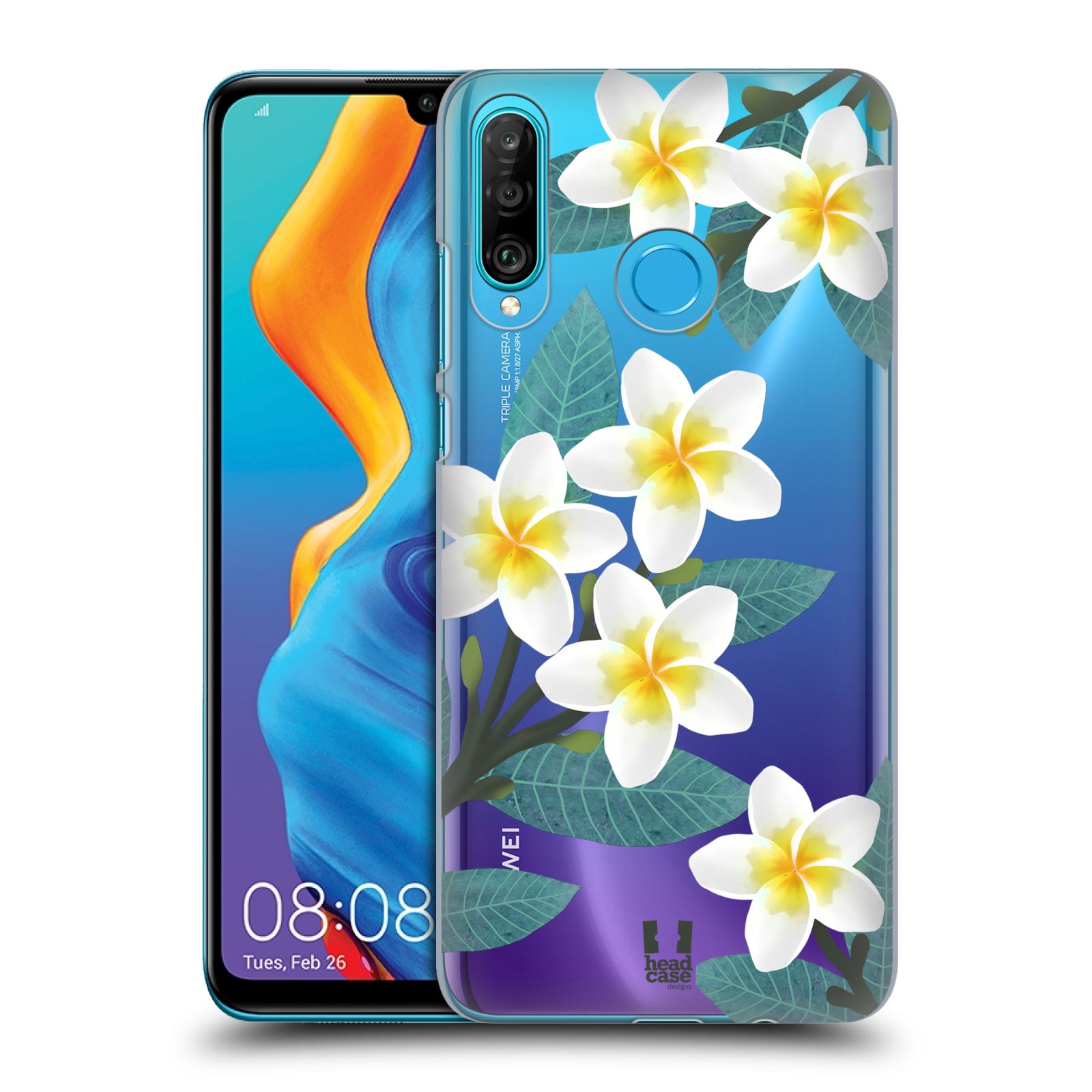 Pouzdro na mobil Huawei P30 LITE - HEAD CASE - květinové vzory Plumérie