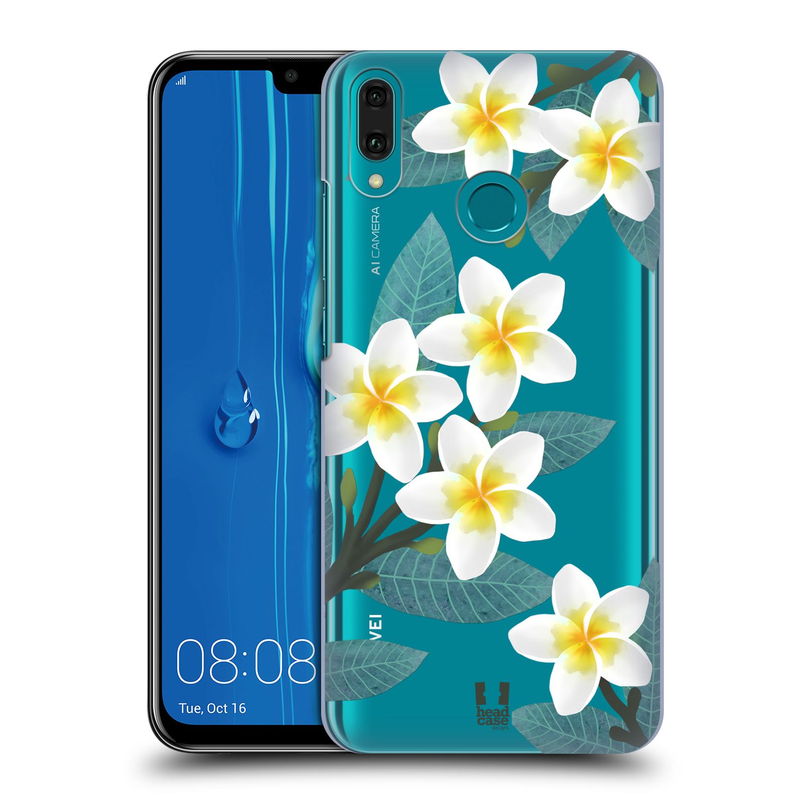 Pouzdro na mobil Huawei Y9 2019 - HEAD CASE - květinové vzory Plumérie