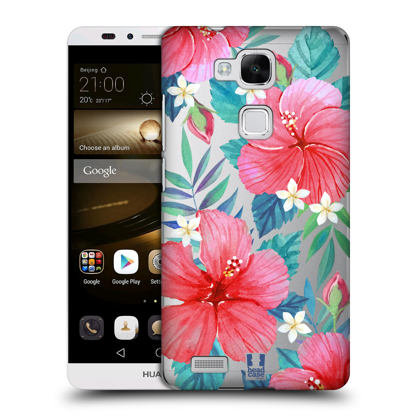 HEAD CASE plastový obal na mobil Huawei Mate 7 květinové vzory Ibišek čínská růže