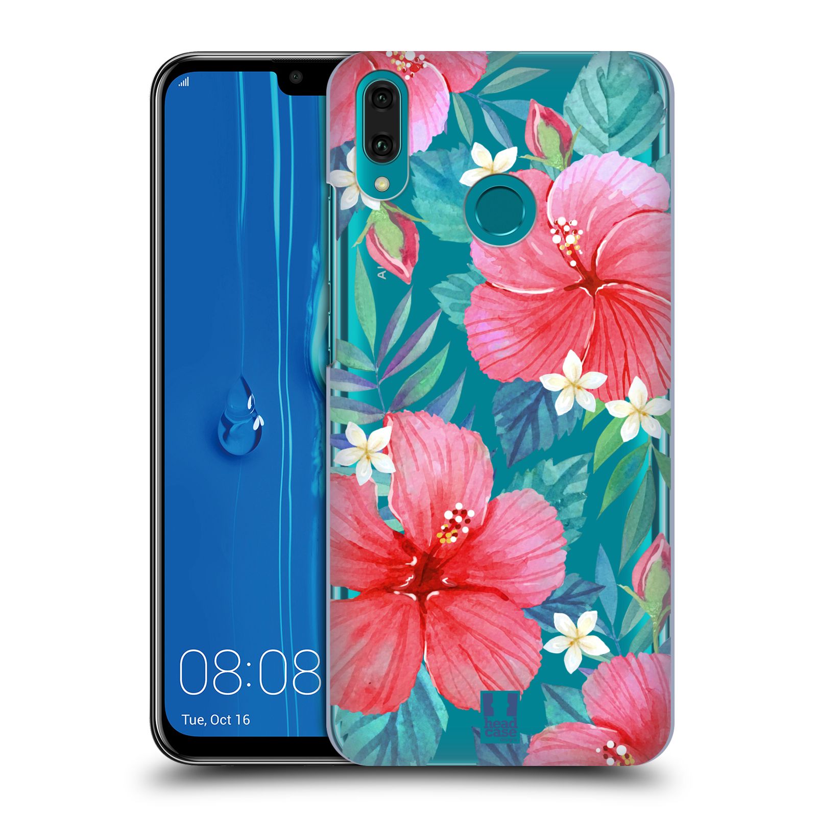 Pouzdro na mobil Huawei Y9 2019 - HEAD CASE - květinové vzory Ibišek čínská růže