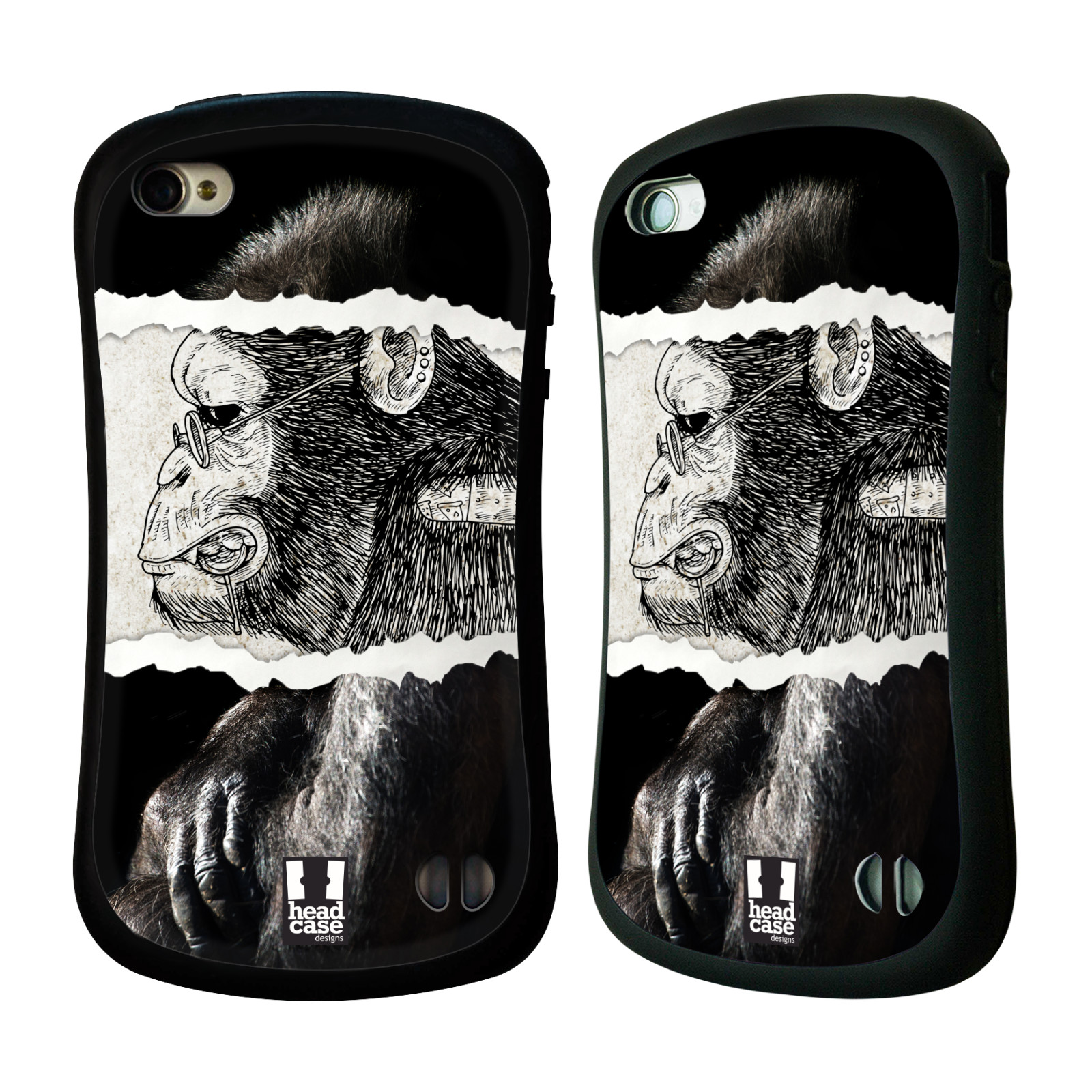 HEAD CASE silikon/plast odolný obal na mobil Apple Iphone 4/4S vzor zvířata koláž opice