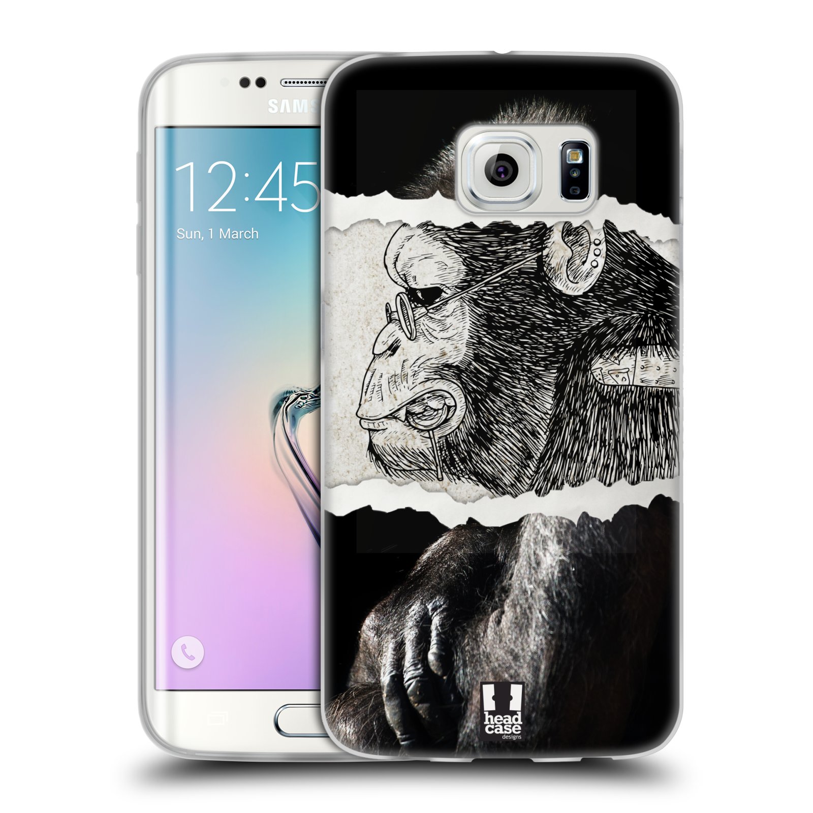 HEAD CASE silikonový obal na mobil Samsung Galaxy S6 EDGE vzor zvířata koláž opice