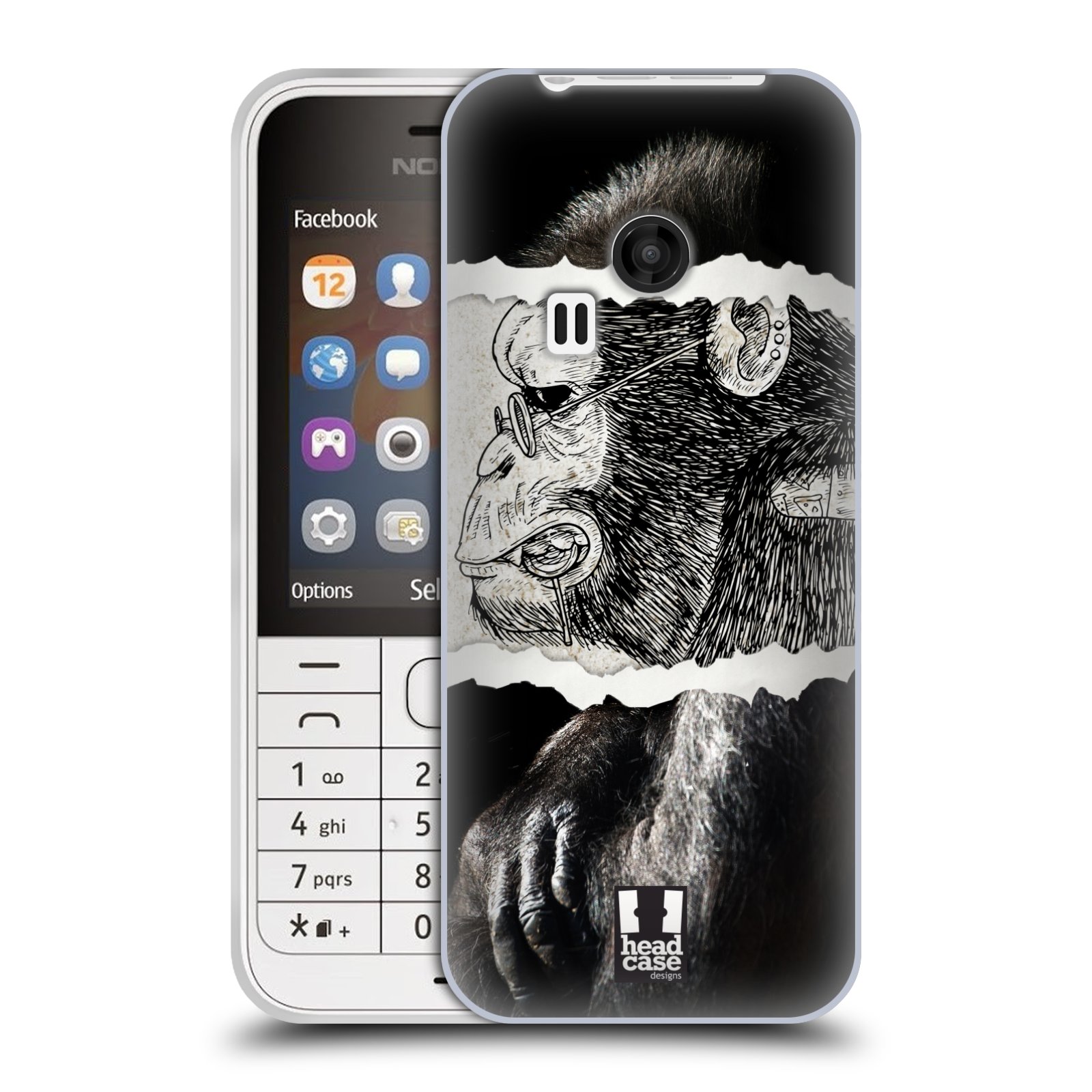 HEAD CASE silikonový obal na mobil NOKIA 220 / NOKIA 220 DUAL SIM vzor zvířata koláž opice