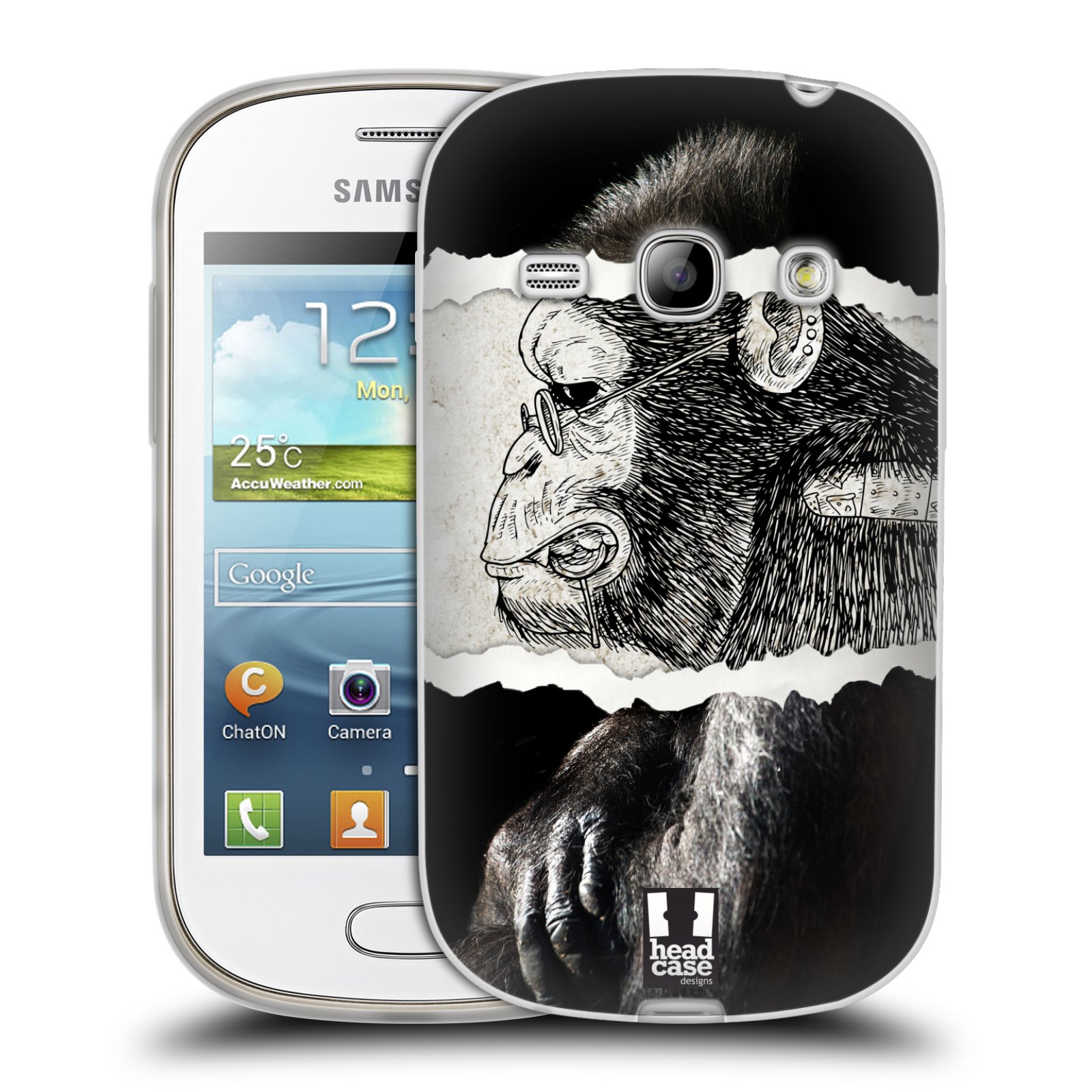 HEAD CASE silikonový obal na mobil Samsung Galaxy FAME vzor zvířata koláž opice