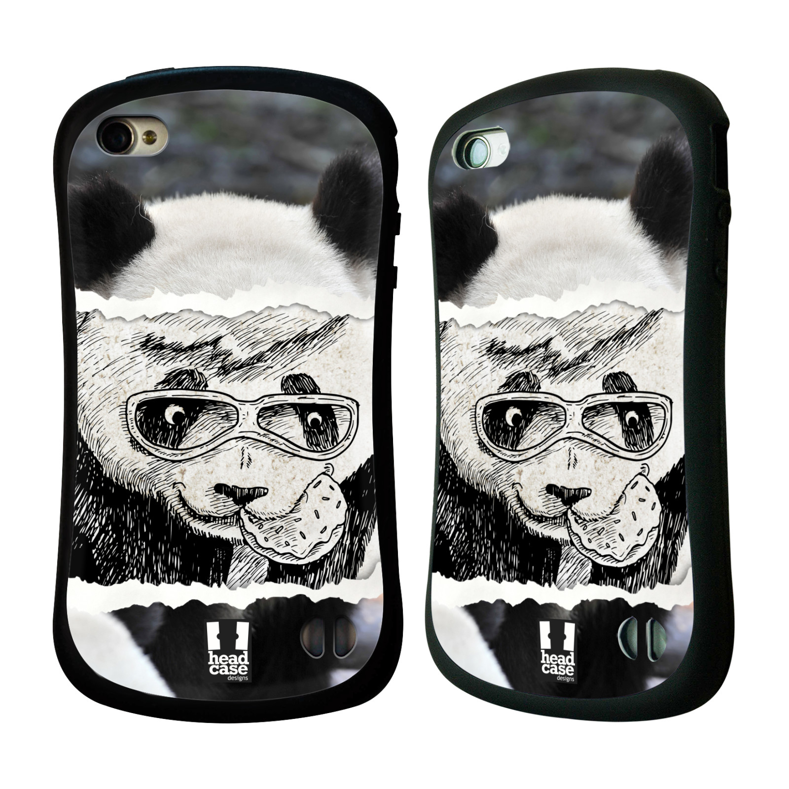 HEAD CASE silikon/plast odolný obal na mobil Apple Iphone 4/4S vzor zvířata koláž roztomilá panda