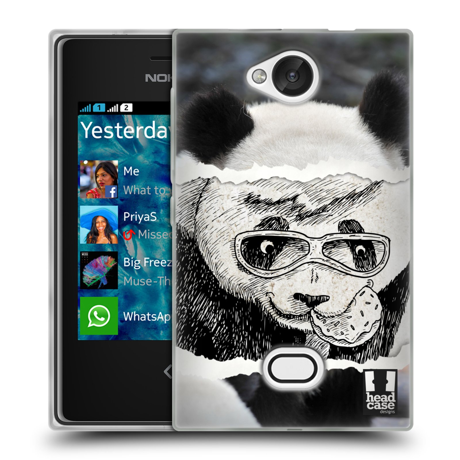 HEAD CASE silikonový obal na mobil NOKIA Asha 503 vzor zvířata koláž roztomilá panda