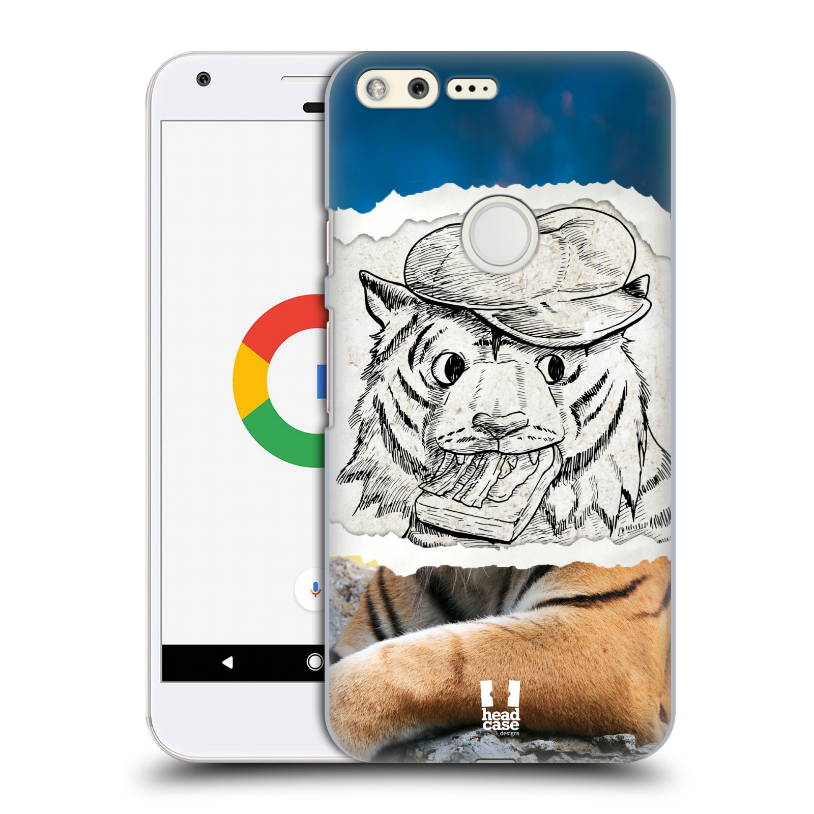 HEAD CASE plastový obal na mobil GOOGLE Pixel vzor zvířata koláž tygr fešák