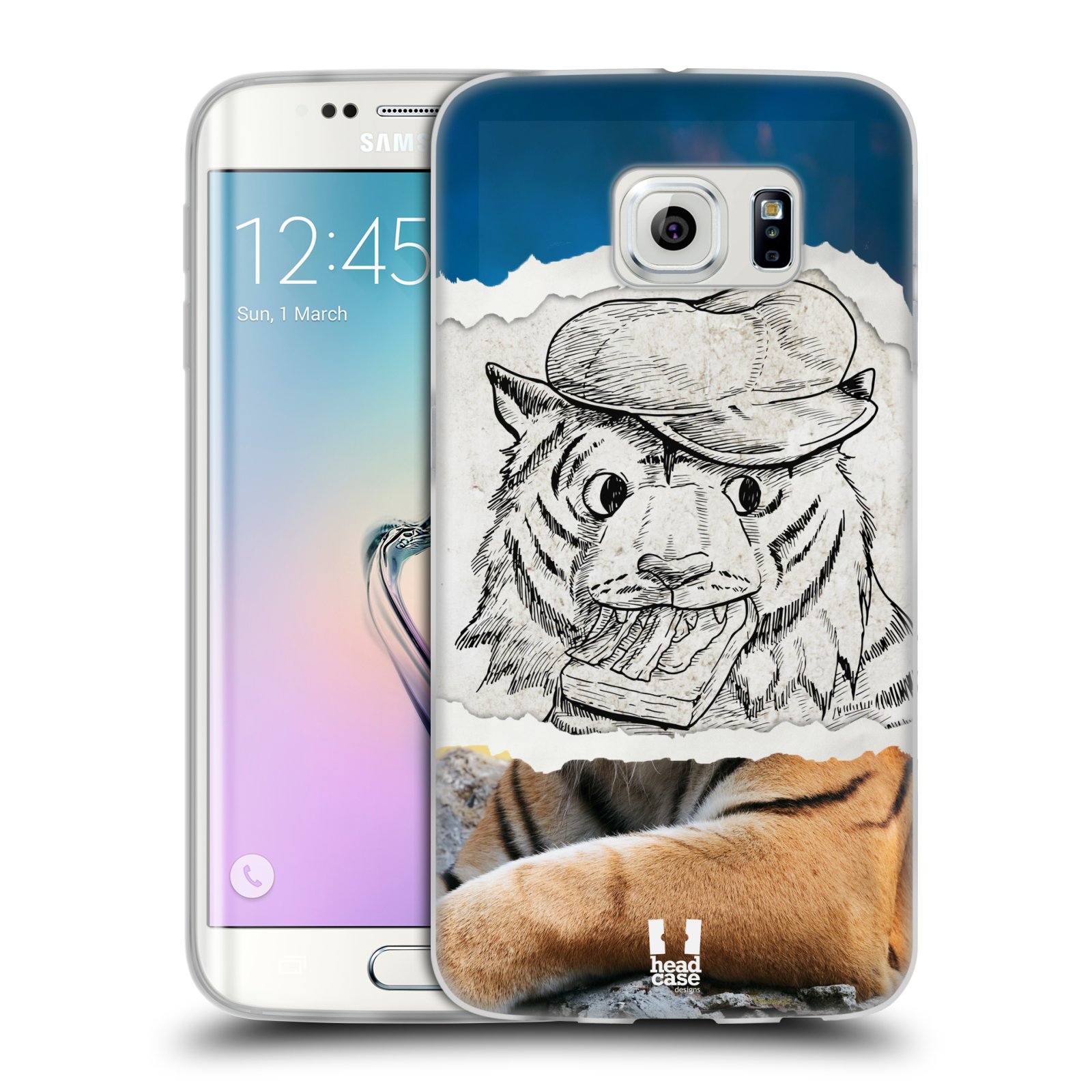 HEAD CASE silikonový obal na mobil Samsung Galaxy S6 EDGE vzor zvířata koláž tygr fešák