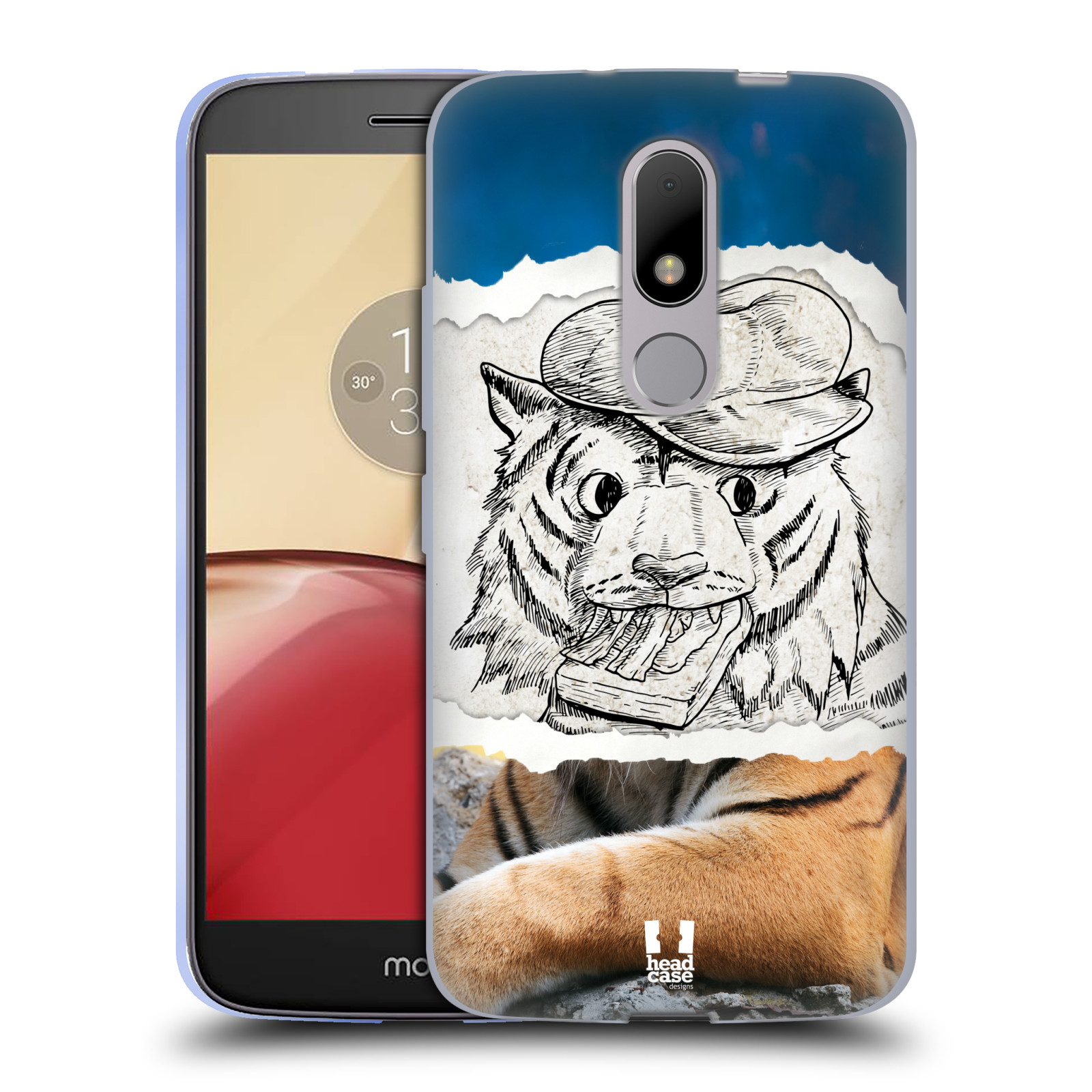 HEAD CASE silikonový obal na mobil Lenovo Moto M vzor zvířata koláž tygr fešák