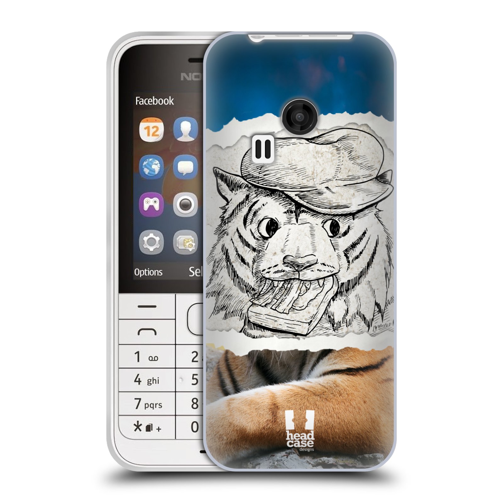 HEAD CASE silikonový obal na mobil NOKIA 220 / NOKIA 220 DUAL SIM vzor zvířata koláž tygr fešák