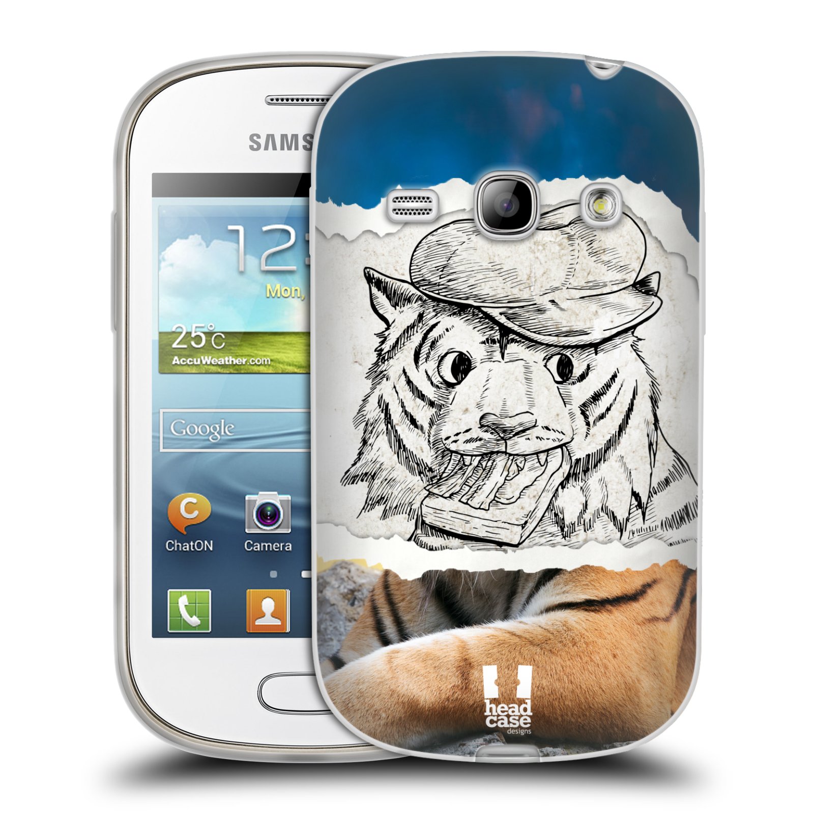 HEAD CASE silikonový obal na mobil Samsung Galaxy FAME vzor zvířata koláž tygr fešák
