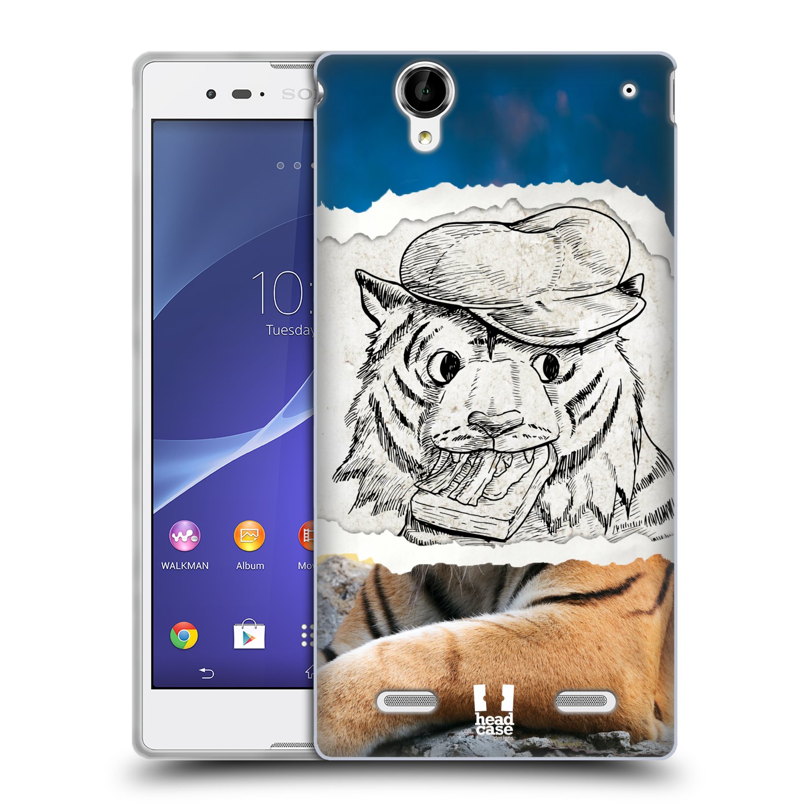 HEAD CASE silikonový obal na mobil Sony Xperia T2 Ultra/T2 Ultra DUAL SIM vzor zvířata koláž tygr fešák