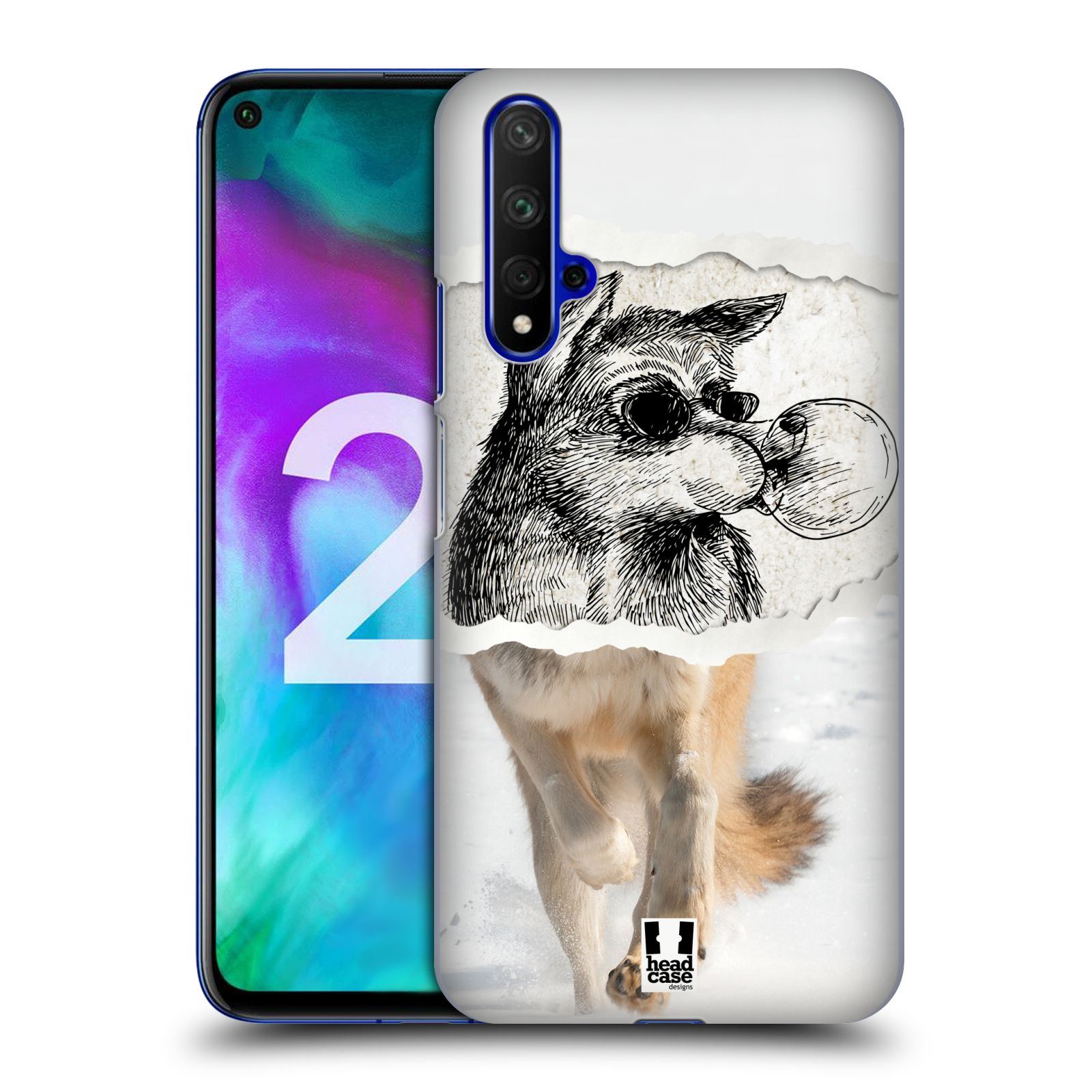 Pouzdro na mobil Honor 20 - HEAD CASE - vzor zvířata koláž vlk pohodář