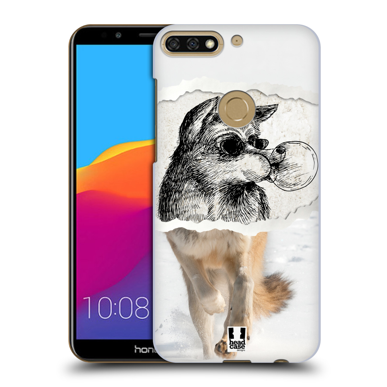 HEAD CASE plastový obal na mobil Honor 7c vzor zvířata koláž vlk pohodář