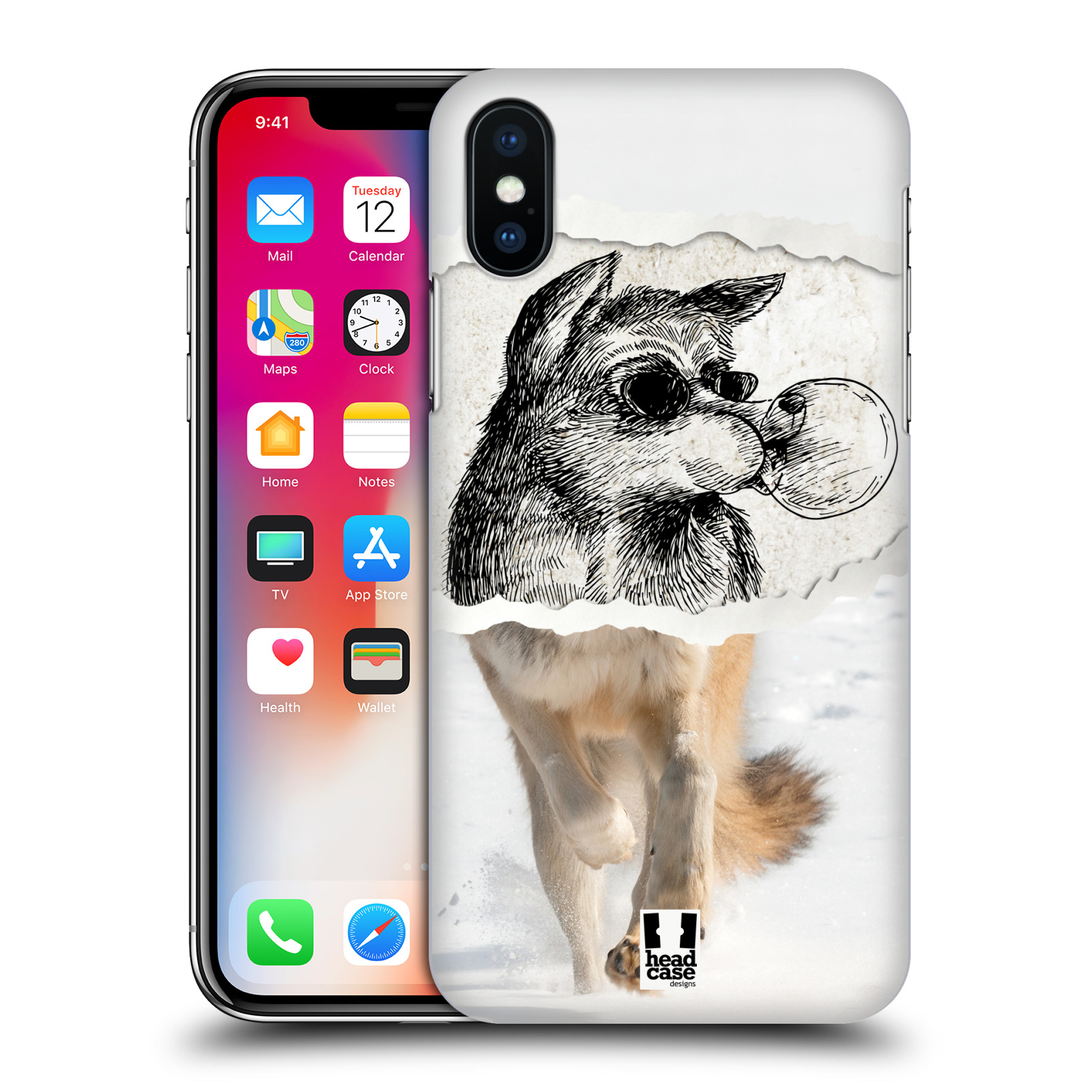 HEAD CASE plastový obal na mobil Apple Iphone X / XS vzor zvířata koláž vlk pohodář