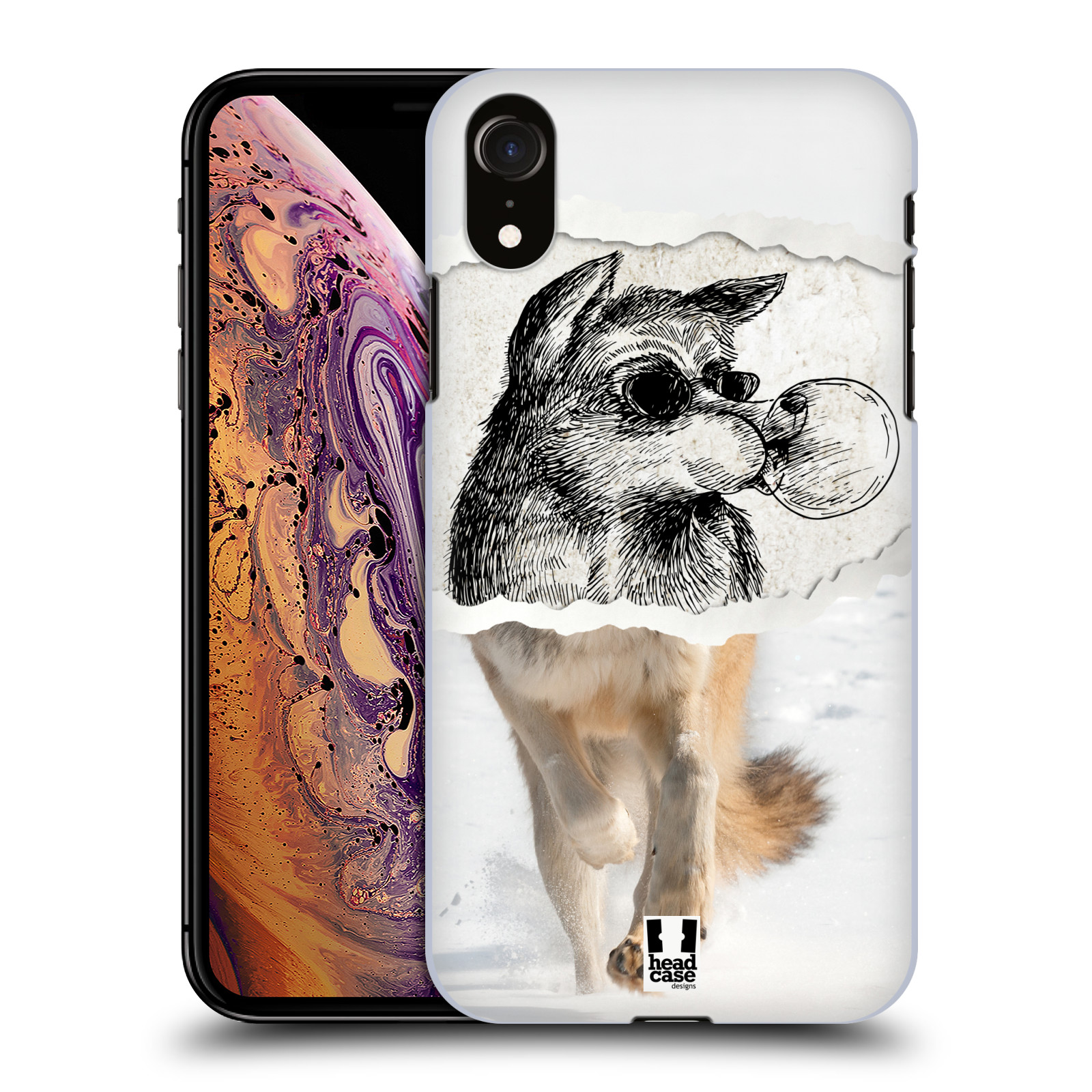 HEAD CASE plastový obal na mobil Apple Iphone XR vzor zvířata koláž vlk pohodář