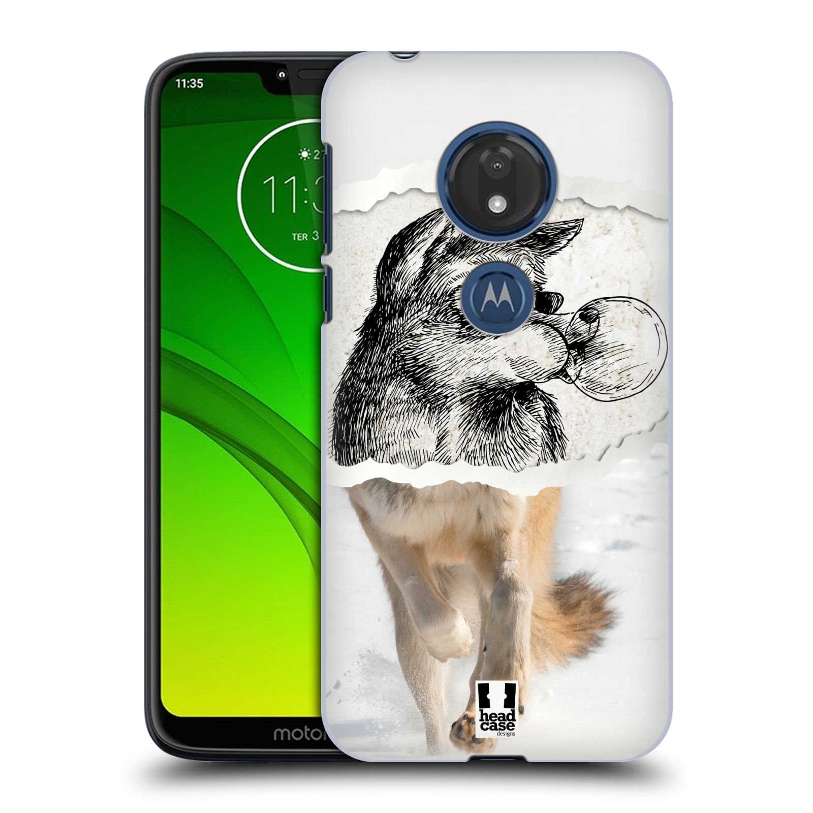 Pouzdro na mobil Motorola Moto G7 Play vzor zvířata koláž vlk pohodář