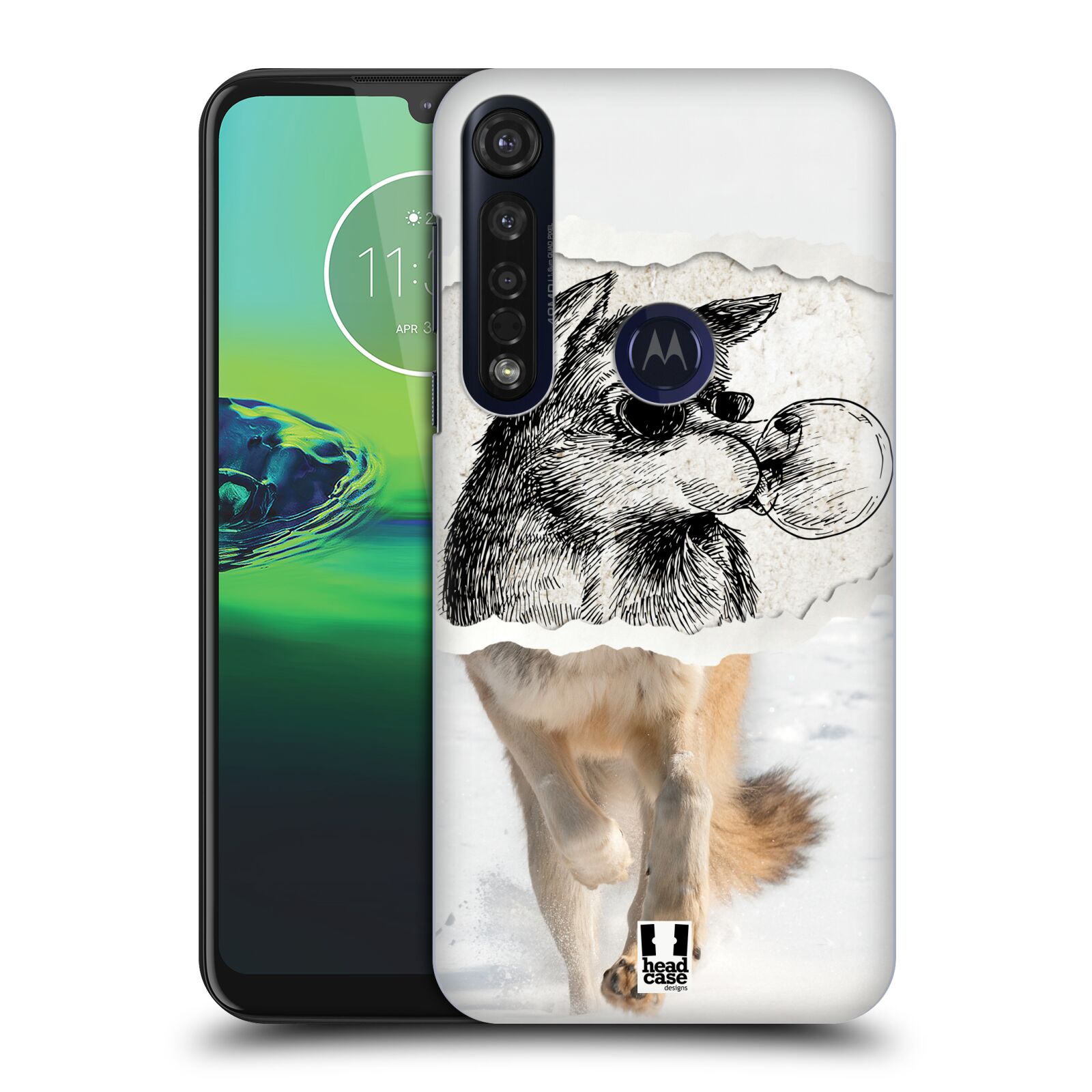 Pouzdro na mobil Motorola Moto G8 PLUS - HEAD CASE - vzor zvířata koláž vlk pohodář