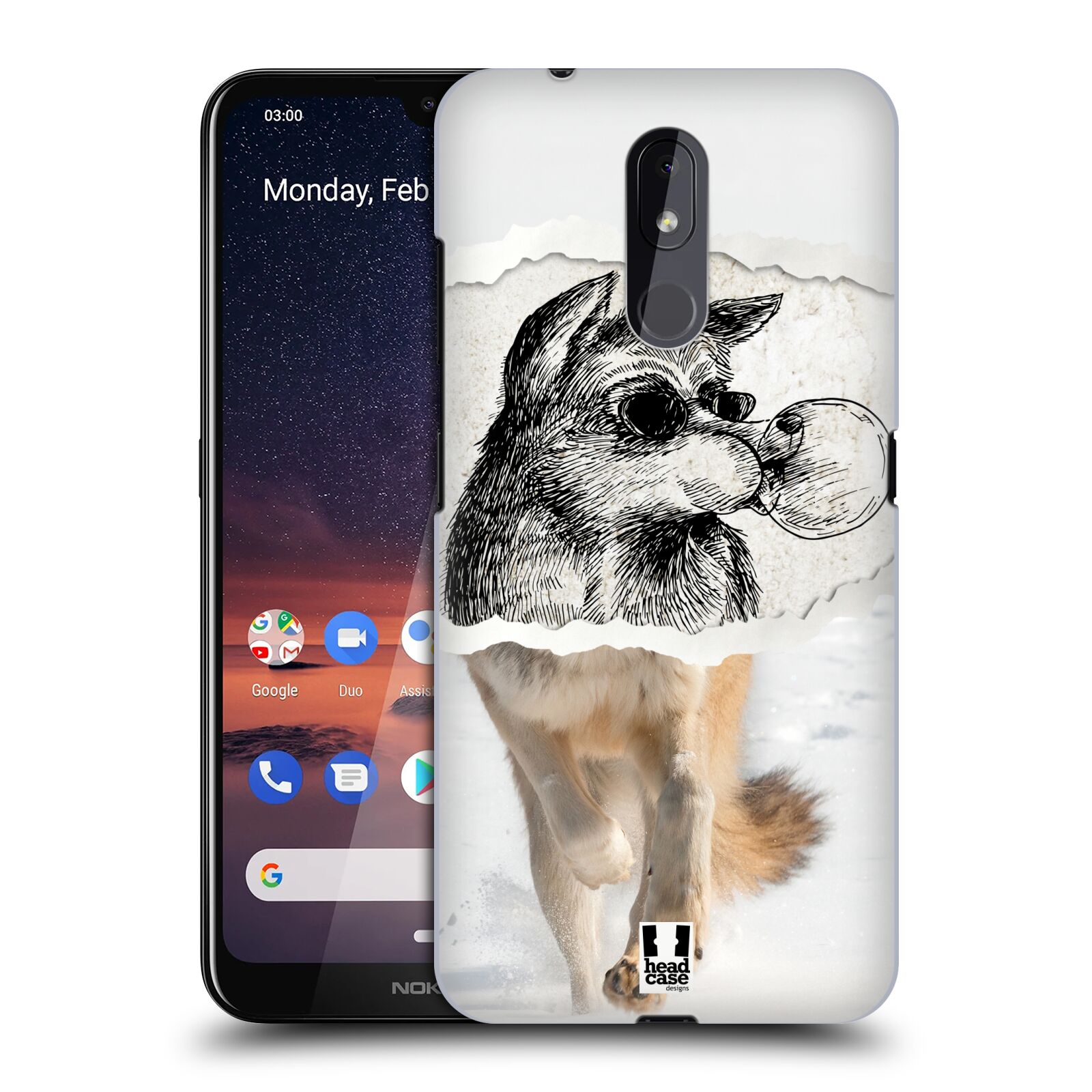 Pouzdro na mobil Nokia 3.2 - HEAD CASE - vzor zvířata koláž vlk pohodář