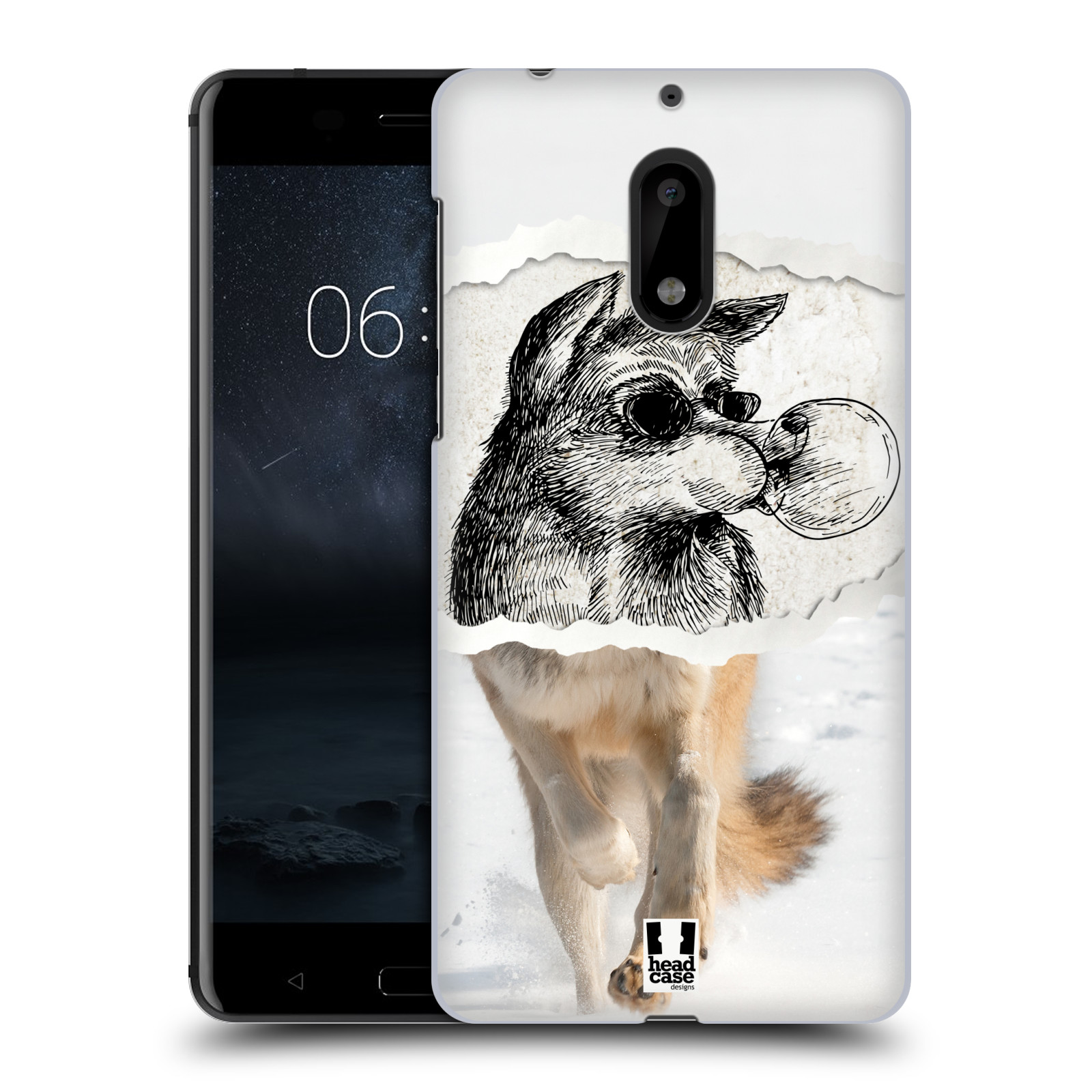 HEAD CASE plastový obal na mobil Nokia 6 vzor zvířata koláž vlk pohodář