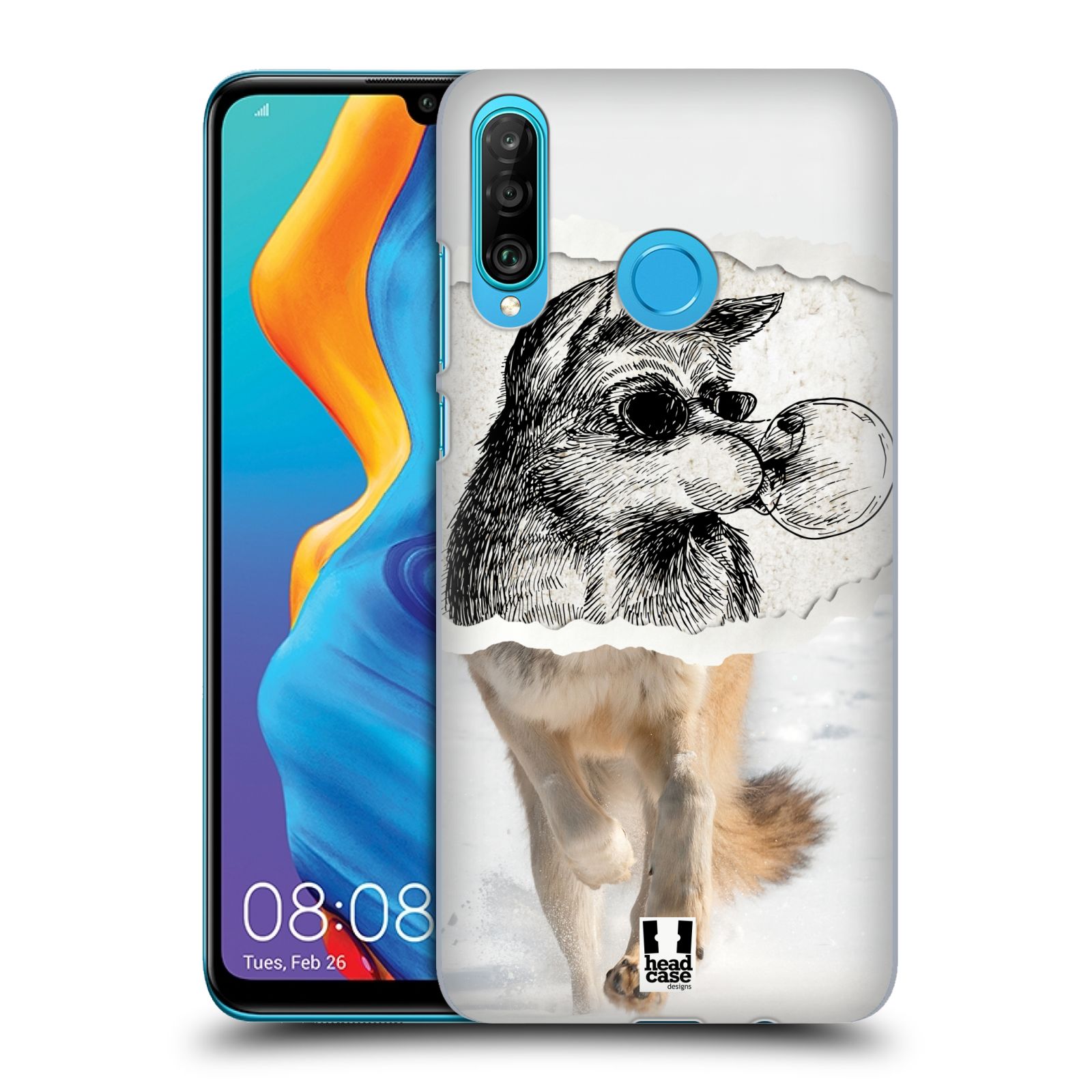 Pouzdro na mobil Huawei P30 LITE - HEAD CASE - vzor zvířata koláž vlk pohodář