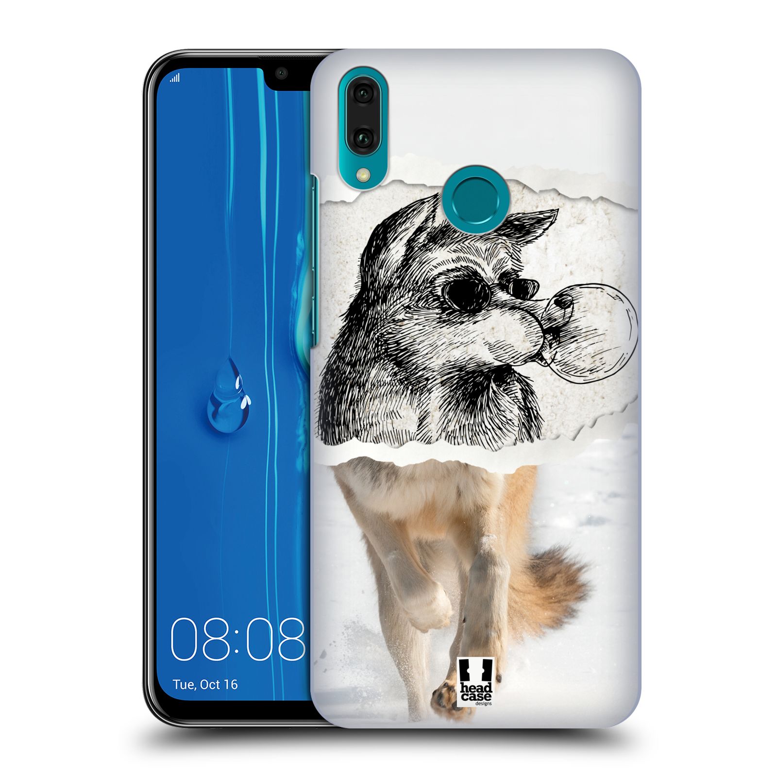 Pouzdro na mobil Huawei Y9 2019 - HEAD CASE - vzor zvířata koláž vlk pohodář
