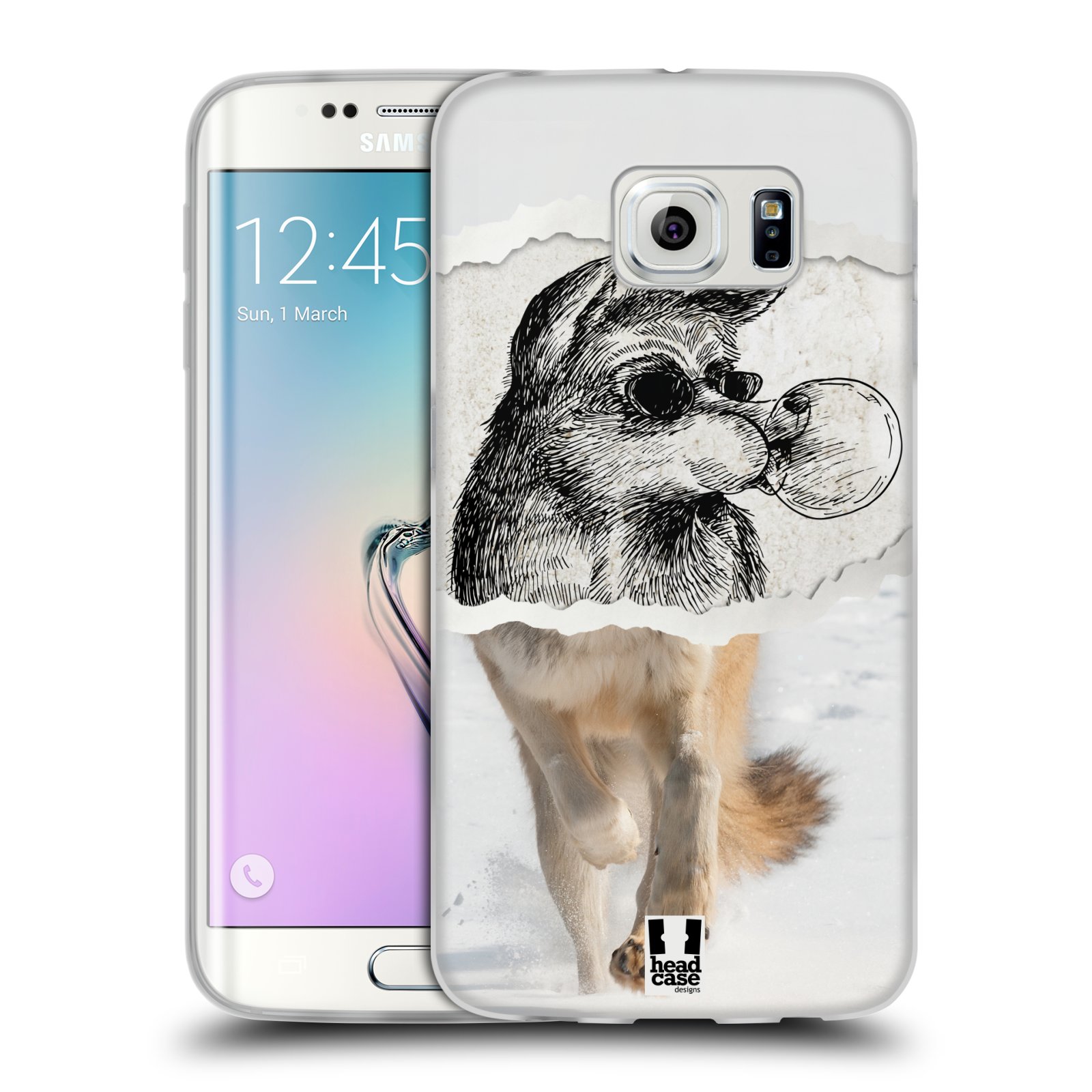 HEAD CASE silikonový obal na mobil Samsung Galaxy S6 EDGE vzor zvířata koláž vlk pohodář