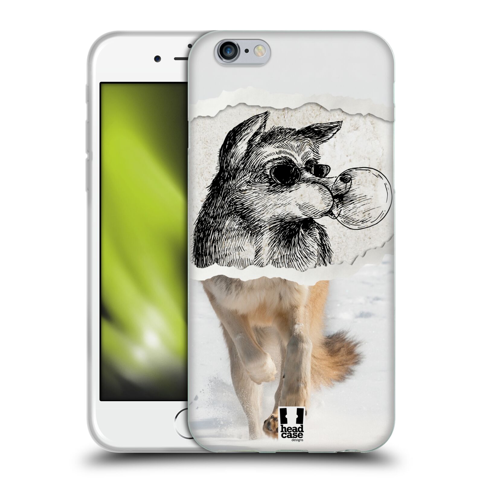 HEAD CASE silikonový obal na mobil Apple Iphone 6/6S vzor zvířata koláž vlk pohodář