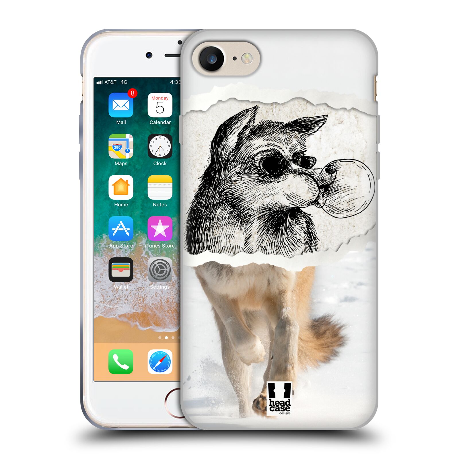 HEAD CASE silikonový obal na mobil Apple Iphone 8 vzor zvířata koláž vlk pohodář