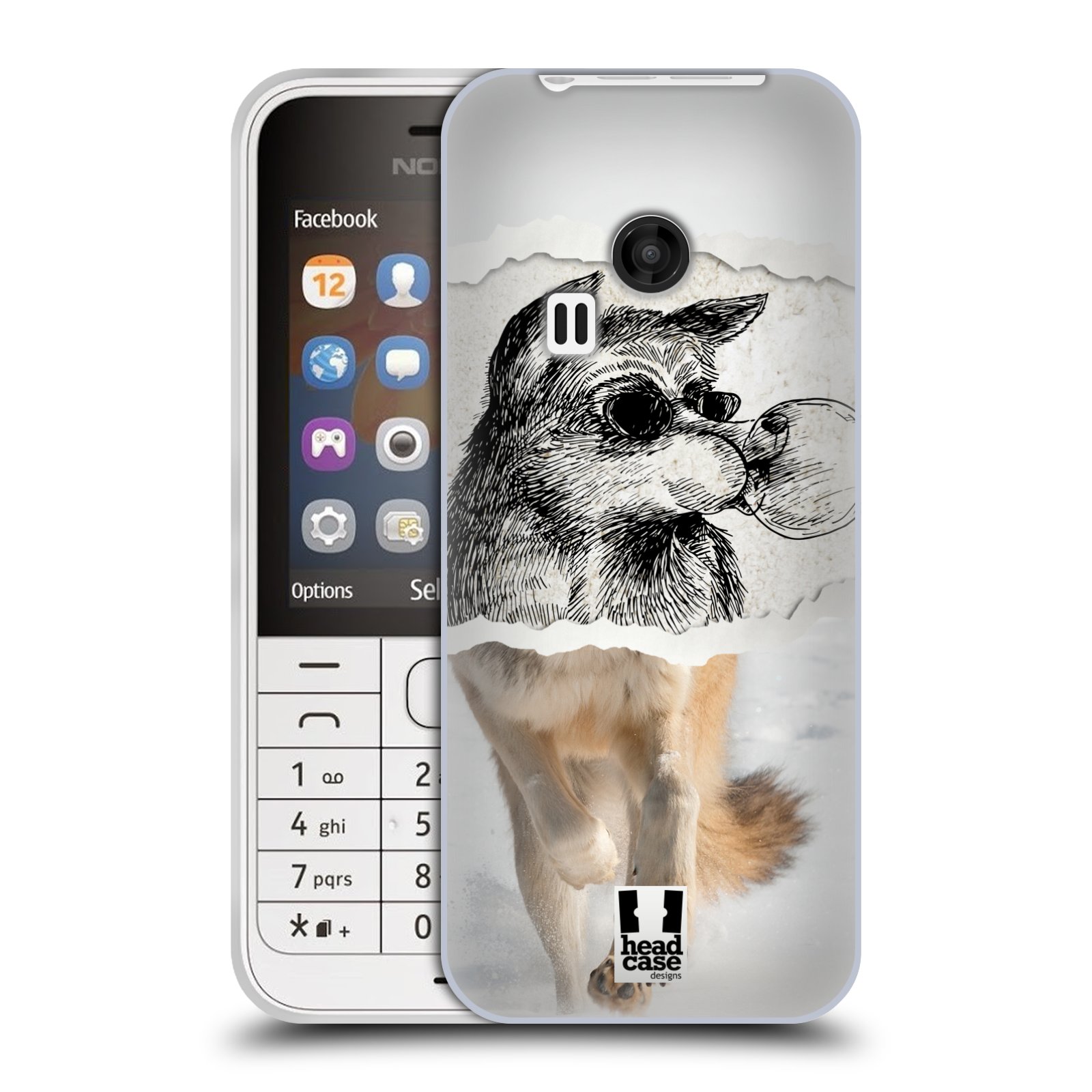 HEAD CASE silikonový obal na mobil NOKIA 220 / NOKIA 220 DUAL SIM vzor zvířata koláž vlk pohodář