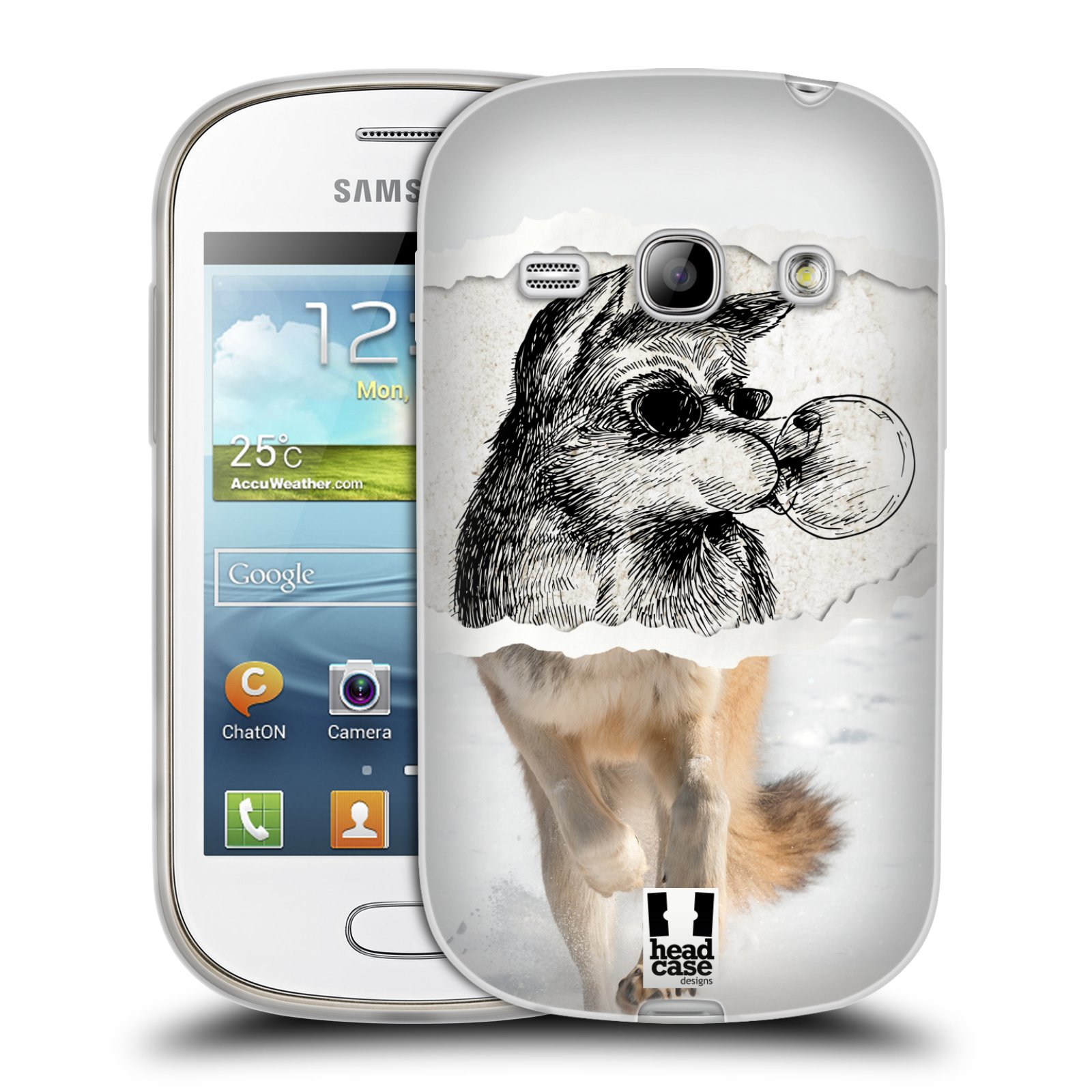 HEAD CASE silikonový obal na mobil Samsung Galaxy FAME vzor zvířata koláž vlk pohodář
