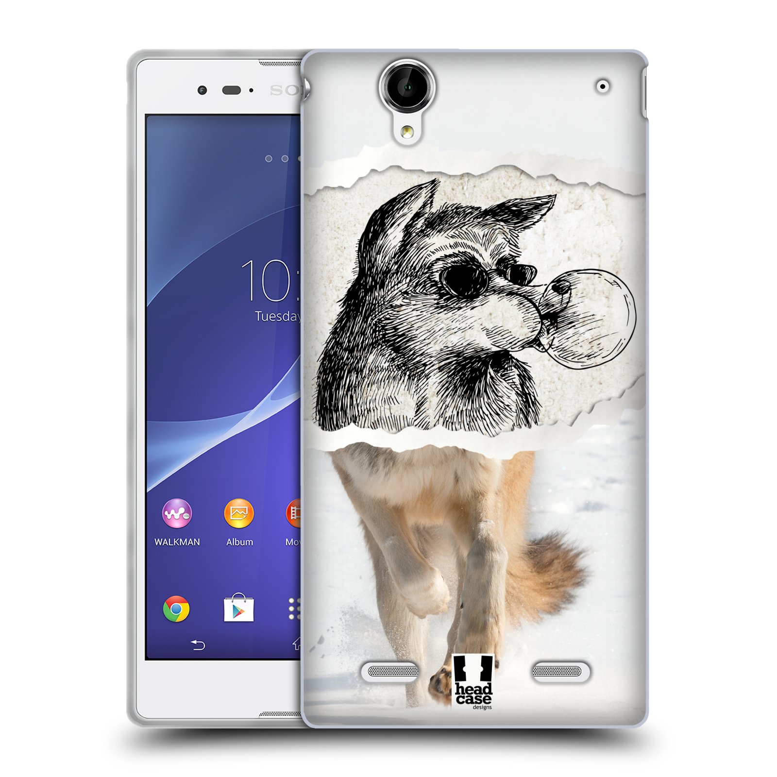 HEAD CASE silikonový obal na mobil Sony Xperia T2 Ultra/T2 Ultra DUAL SIM vzor zvířata koláž vlk pohodář