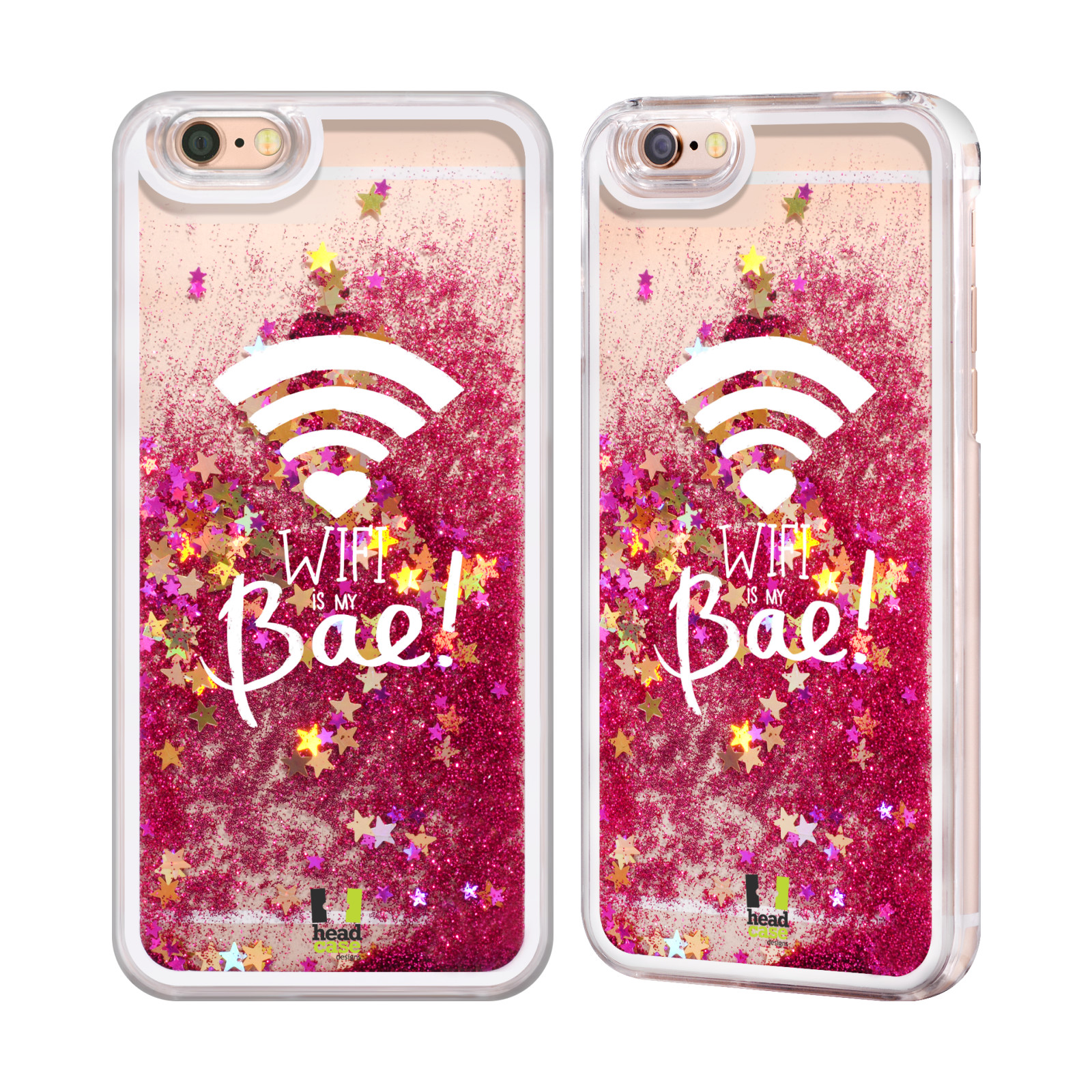 HEAD CASE WIFI LOVE HOT PINK LIQUID GLITTER CASE FOR APPLE iPHONE