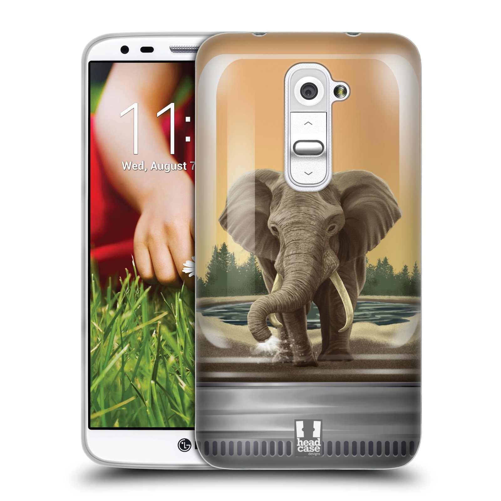 HEAD CASE silikonový obal na mobil LG G2 vzor Zvířátka v těžítku slon