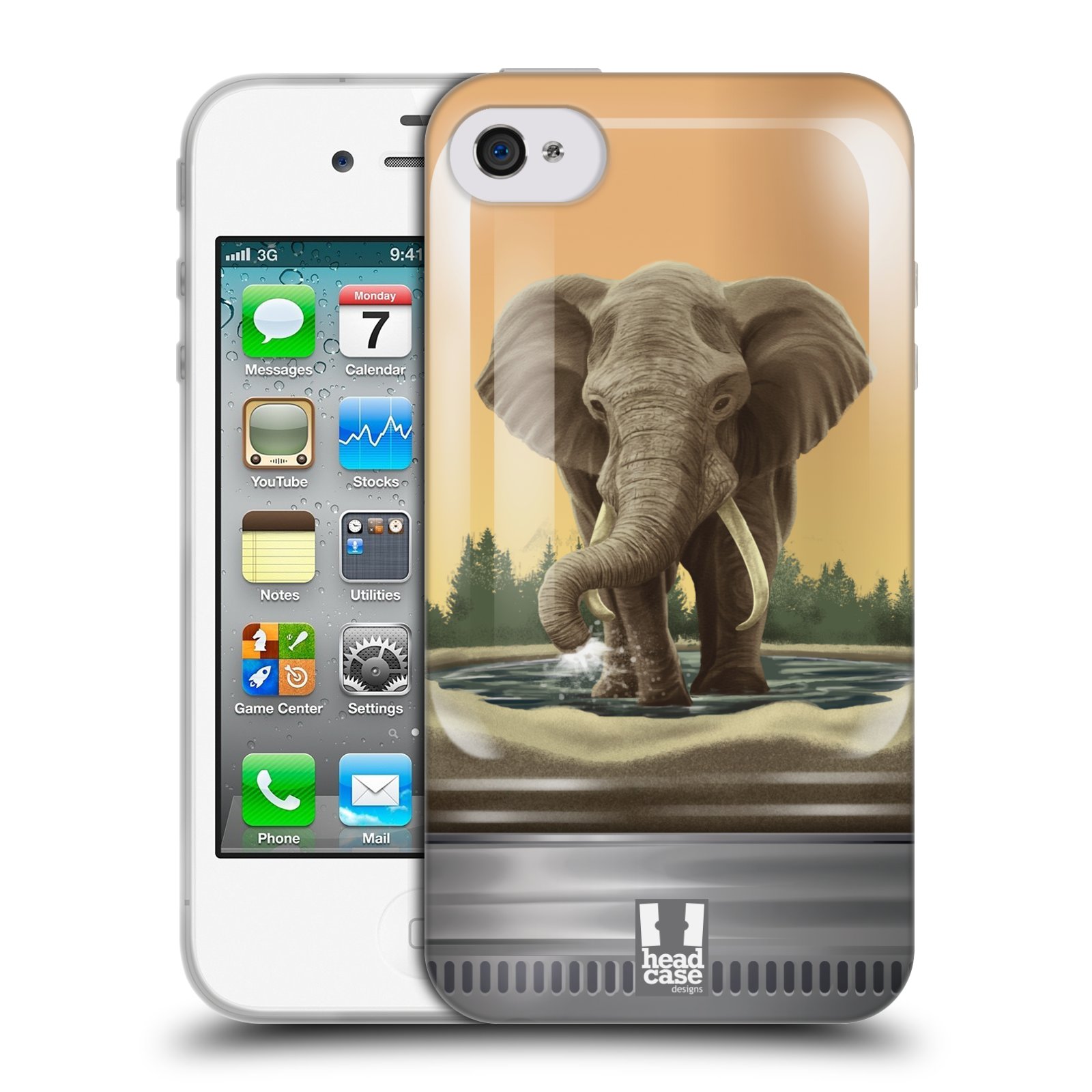 HEAD CASE silikonový obal na mobil Apple Iphone 4/4S vzor Zvířátka v těžítku slon