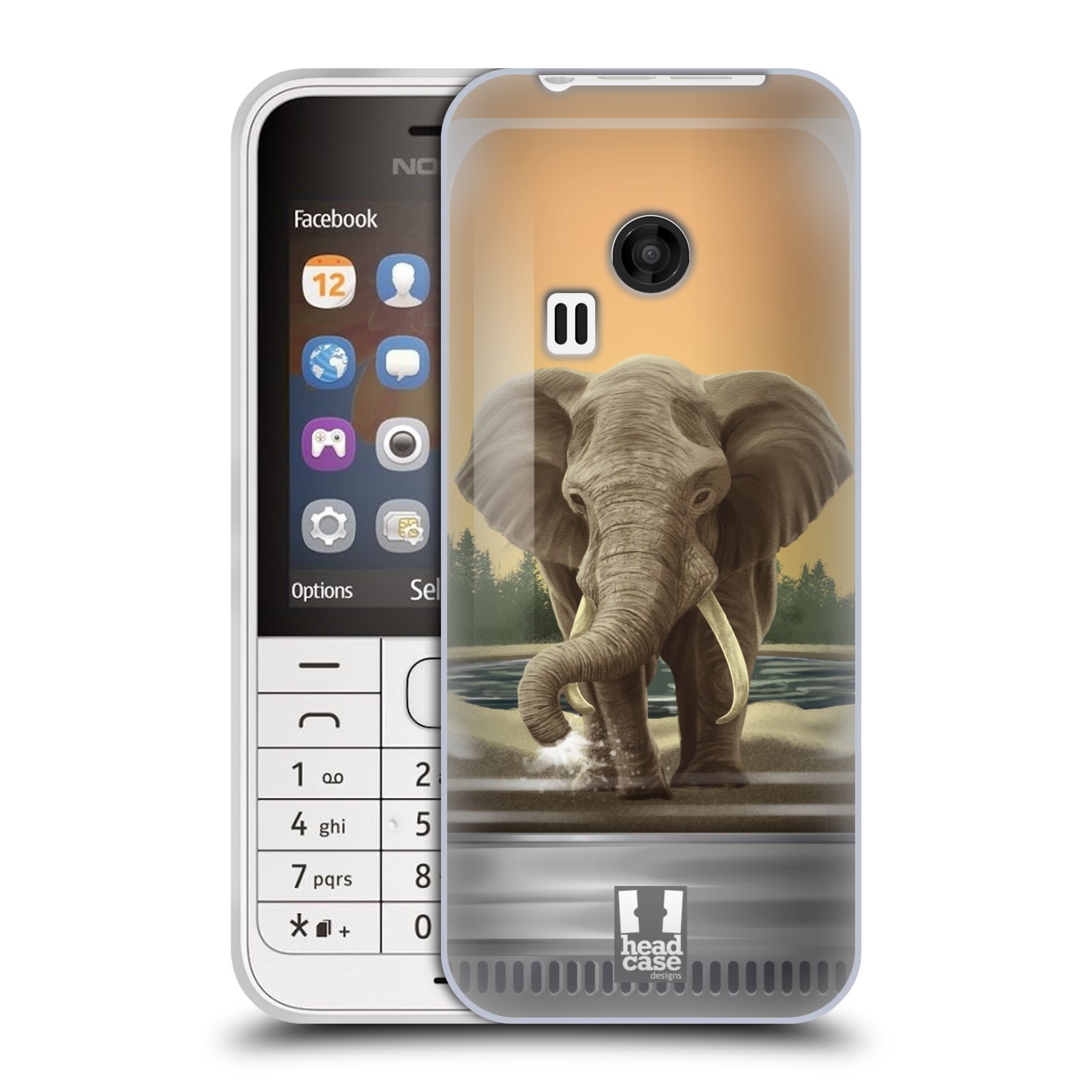 HEAD CASE silikonový obal na mobil NOKIA 220 / NOKIA 220 DUAL SIM vzor Zvířátka v těžítku slon