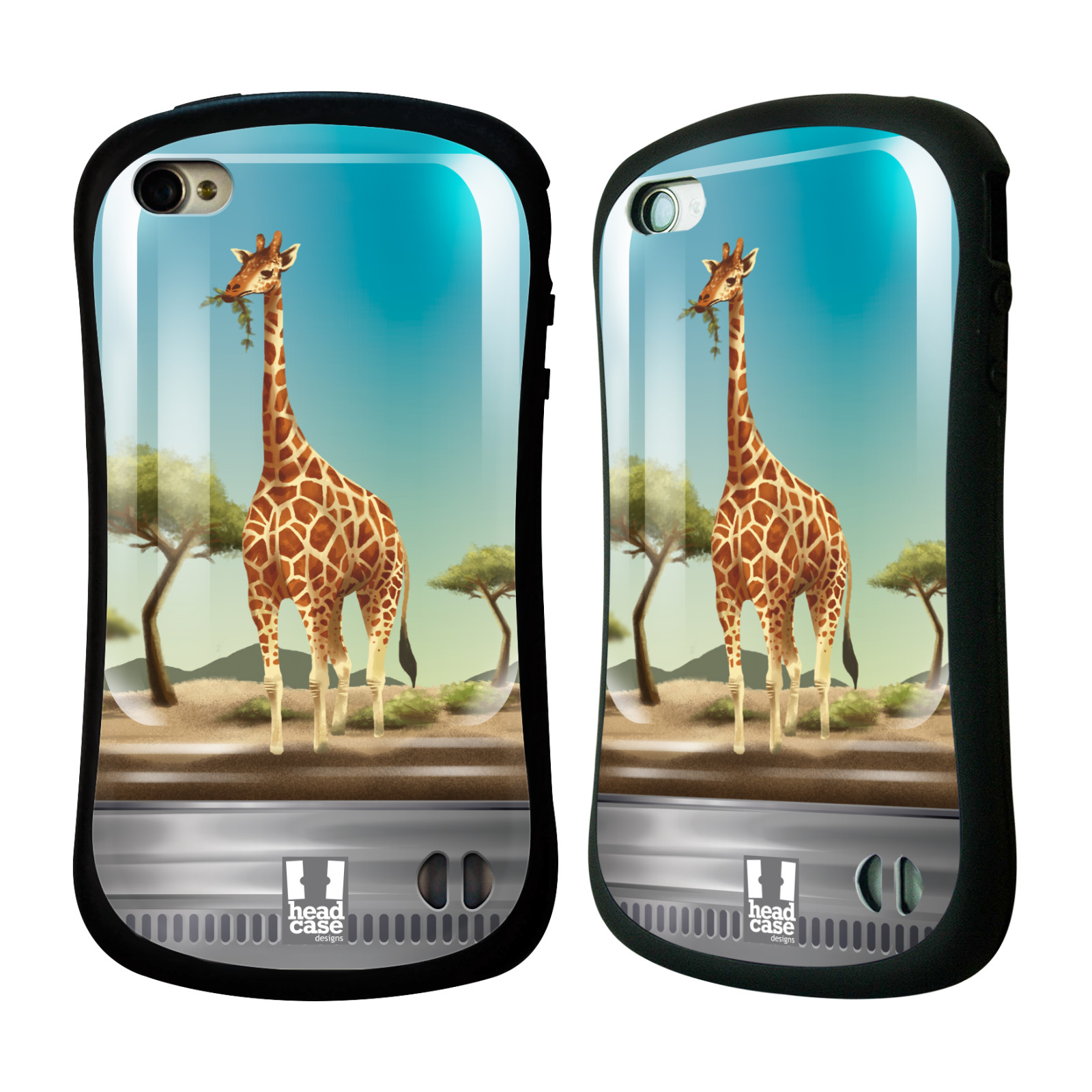 HEAD CASE silikon/plast odolný obal na mobil Apple Iphone 4/4S vzor Zvířátka v těžítku žirafa