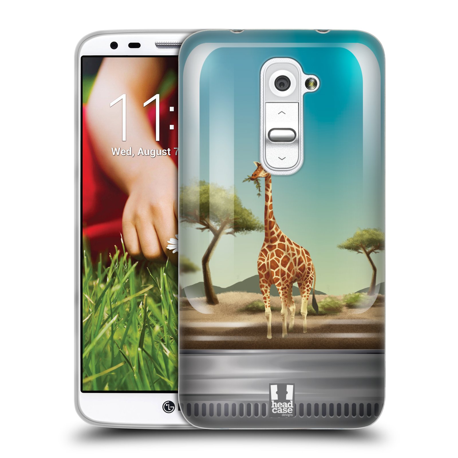 HEAD CASE silikonový obal na mobil LG G2 vzor Zvířátka v těžítku žirafa