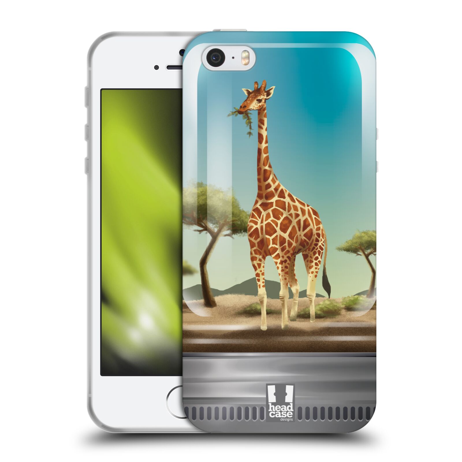 HEAD CASE silikonový obal na mobil Apple Iphone 5/5S vzor Zvířátka v těžítku žirafa