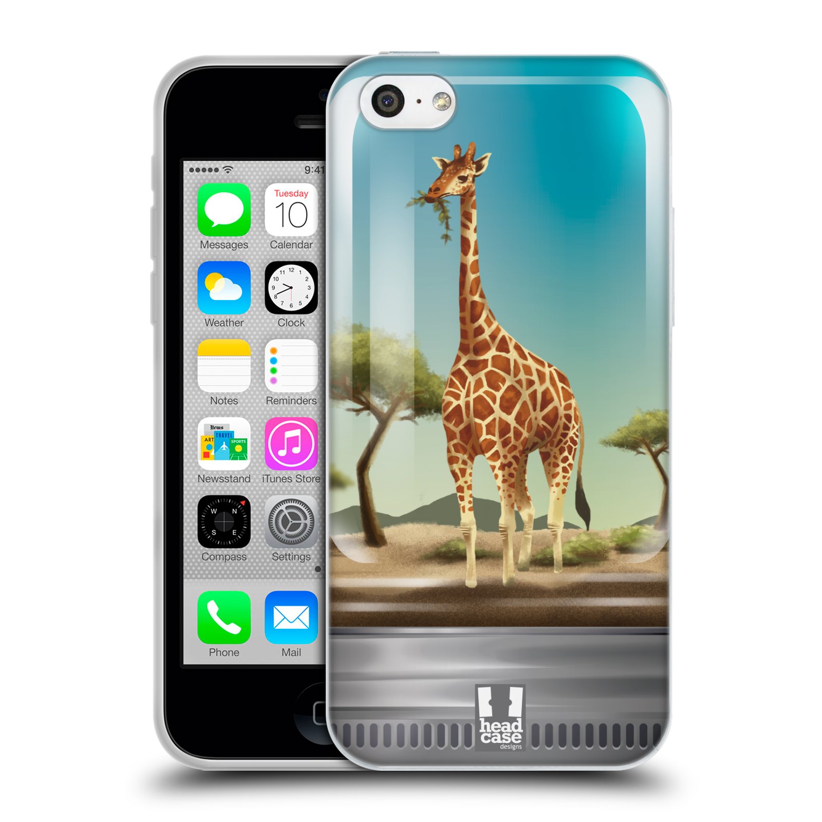 HEAD CASE silikonový obal na mobil Apple Iphone 5C vzor Zvířátka v těžítku žirafa