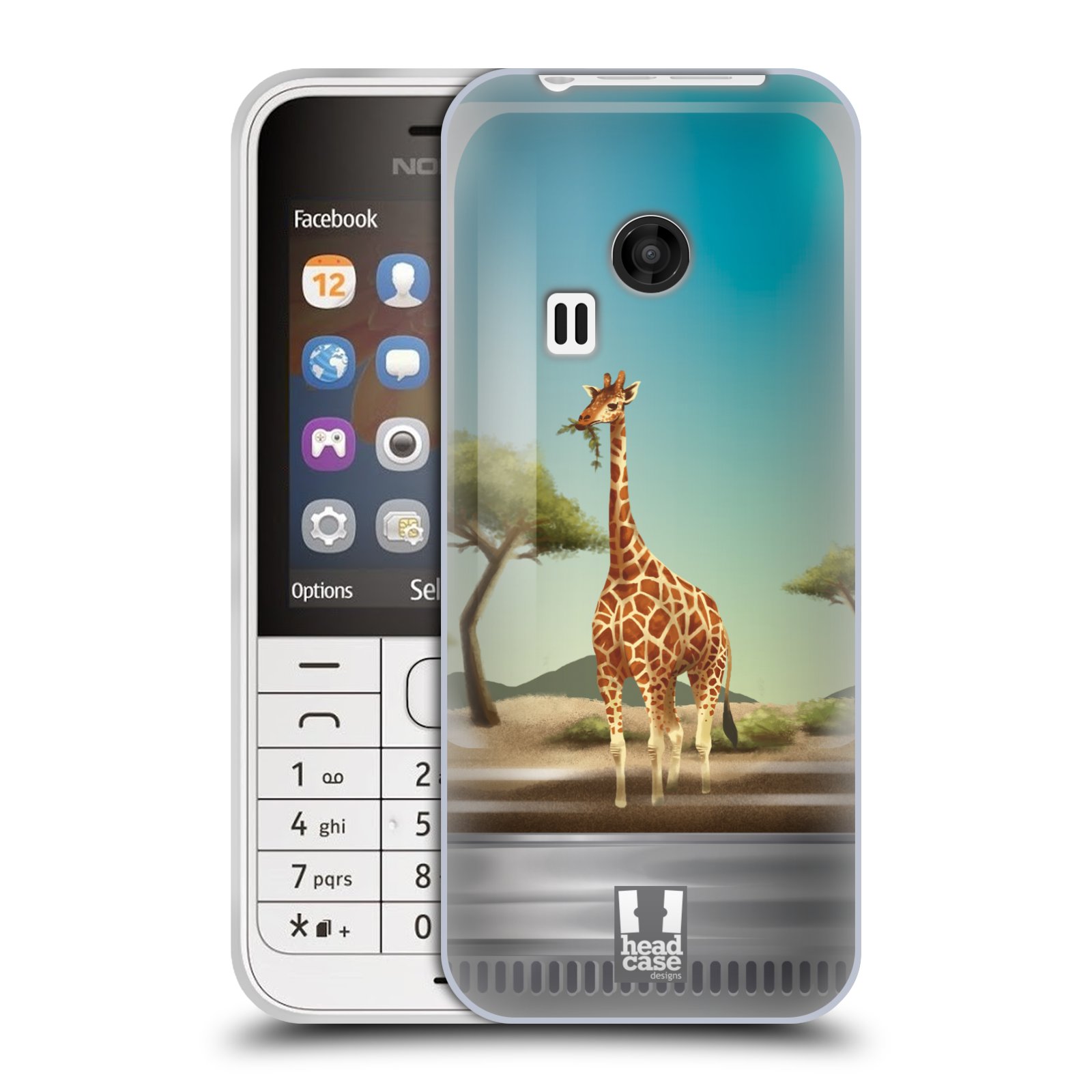 HEAD CASE silikonový obal na mobil NOKIA 220 / NOKIA 220 DUAL SIM vzor Zvířátka v těžítku žirafa