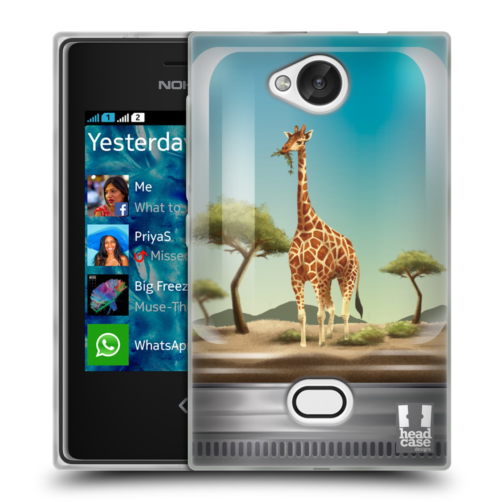 HEAD CASE silikonový obal na mobil NOKIA Asha 503 vzor Zvířátka v těžítku žirafa