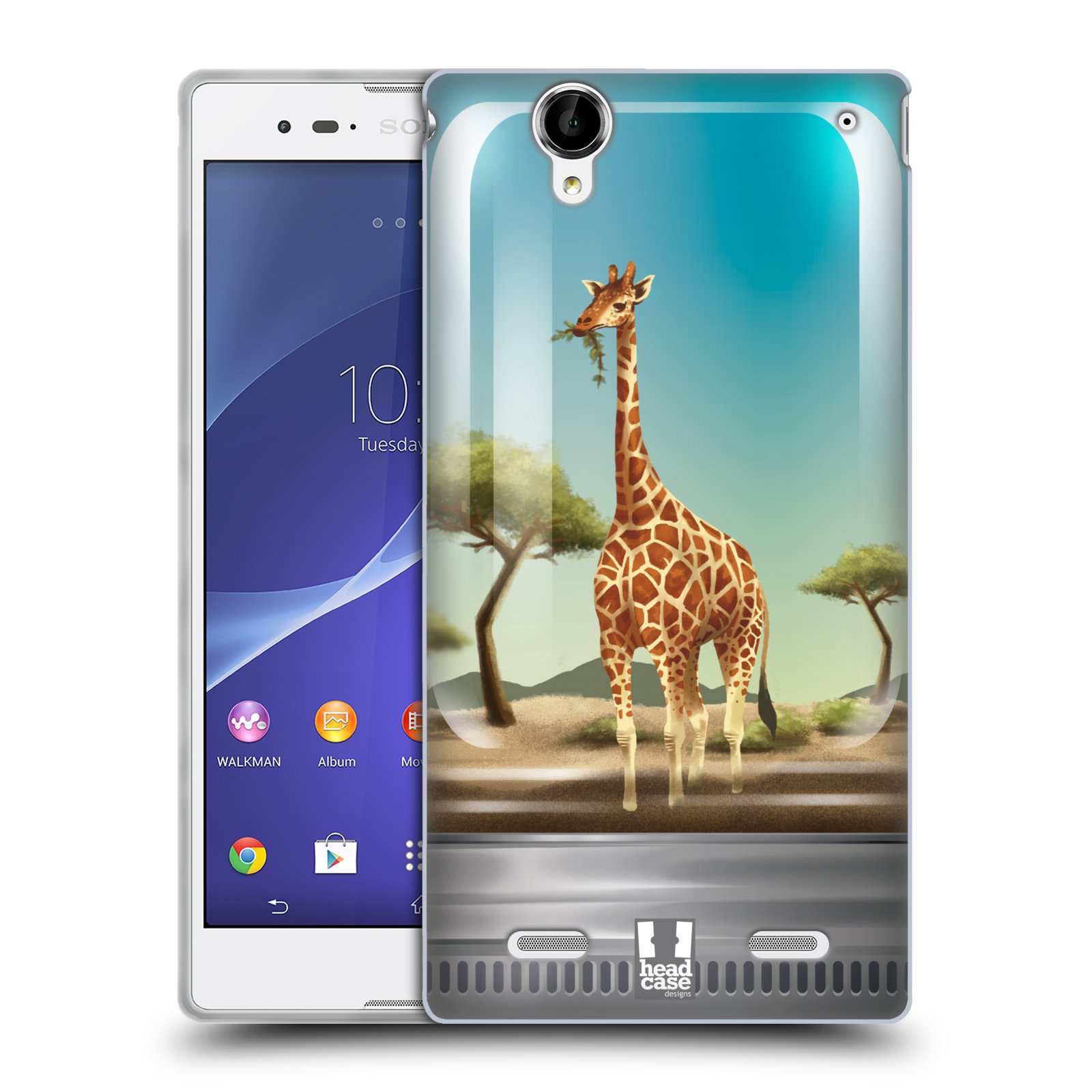 HEAD CASE silikonový obal na mobil Sony Xperia T2 Ultra/T2 Ultra DUAL SIM vzor Zvířátka v těžítku žirafa