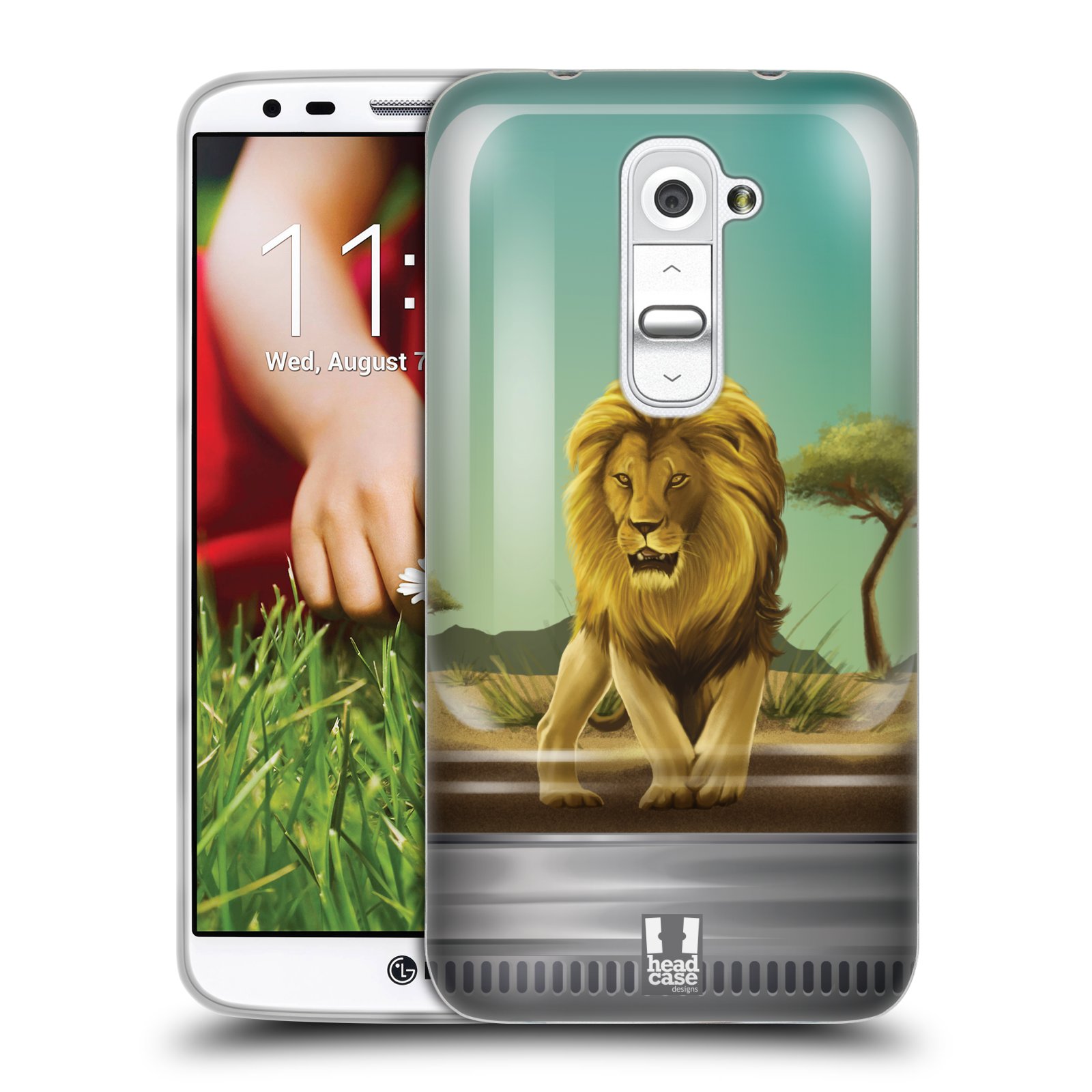 HEAD CASE silikonový obal na mobil LG G2 vzor Zvířátka v těžítku lev